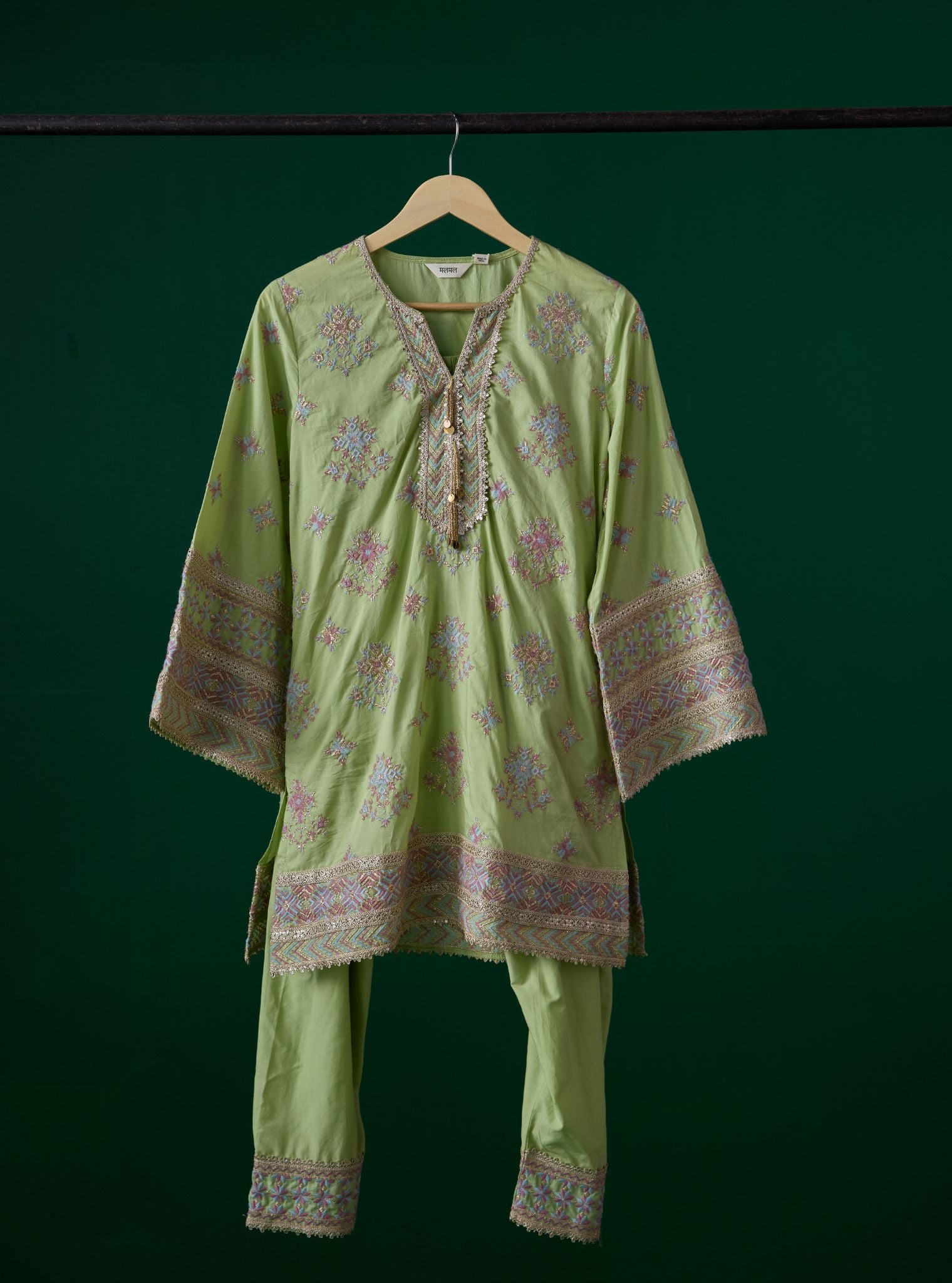 Colette Supima Cotton Green Kurta Set