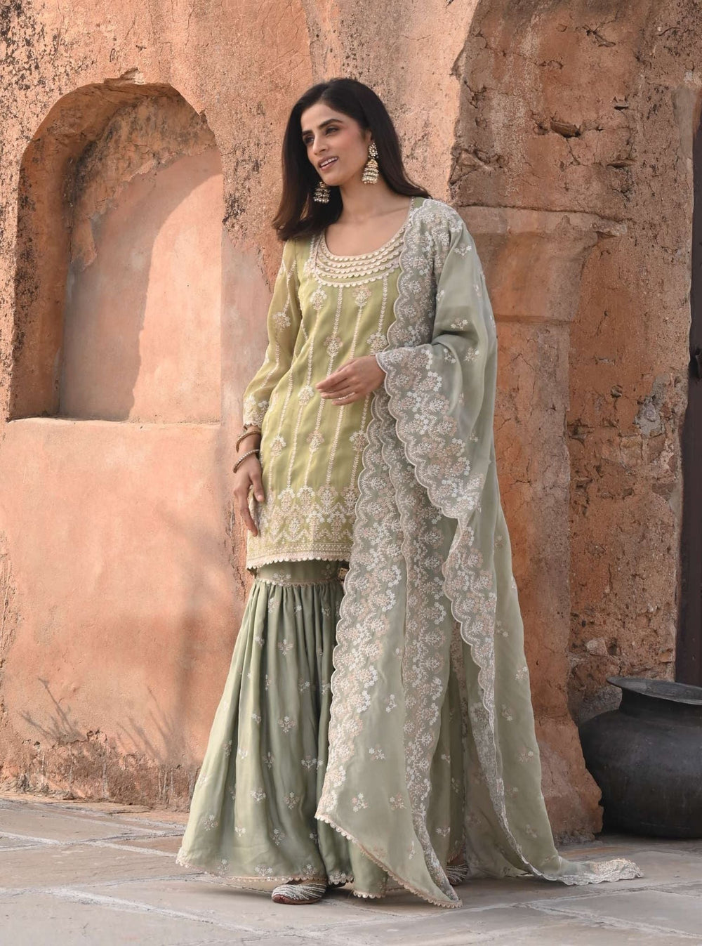 Mulmul Organza Nair Light Green Dupatta