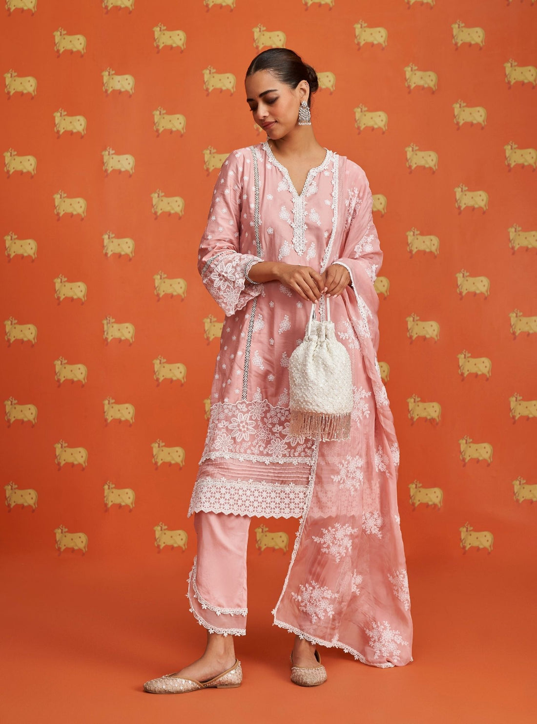 Piti Pima Satin Yellow Kurta Set