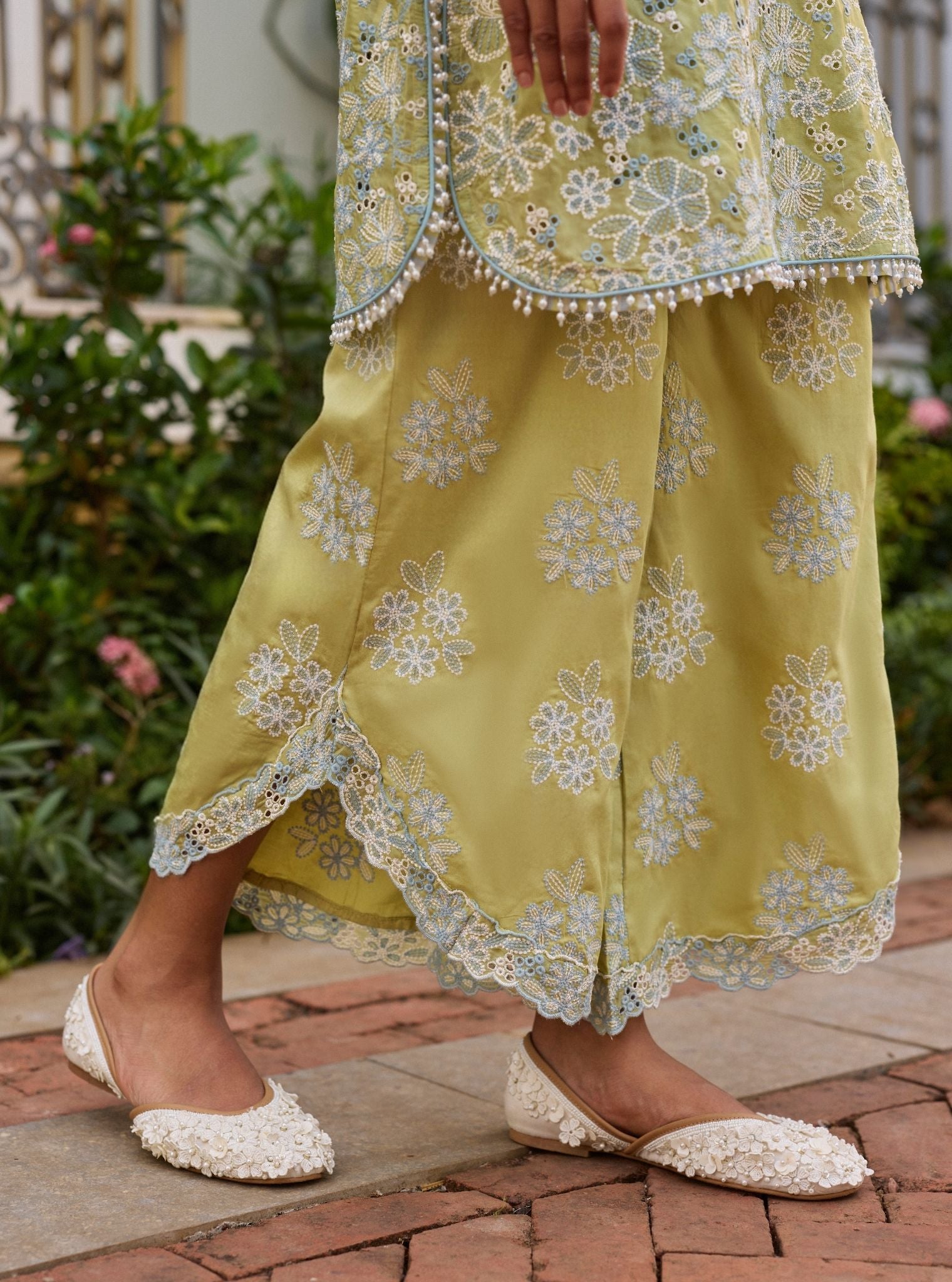 Lalo Organza Lime Kurta Set