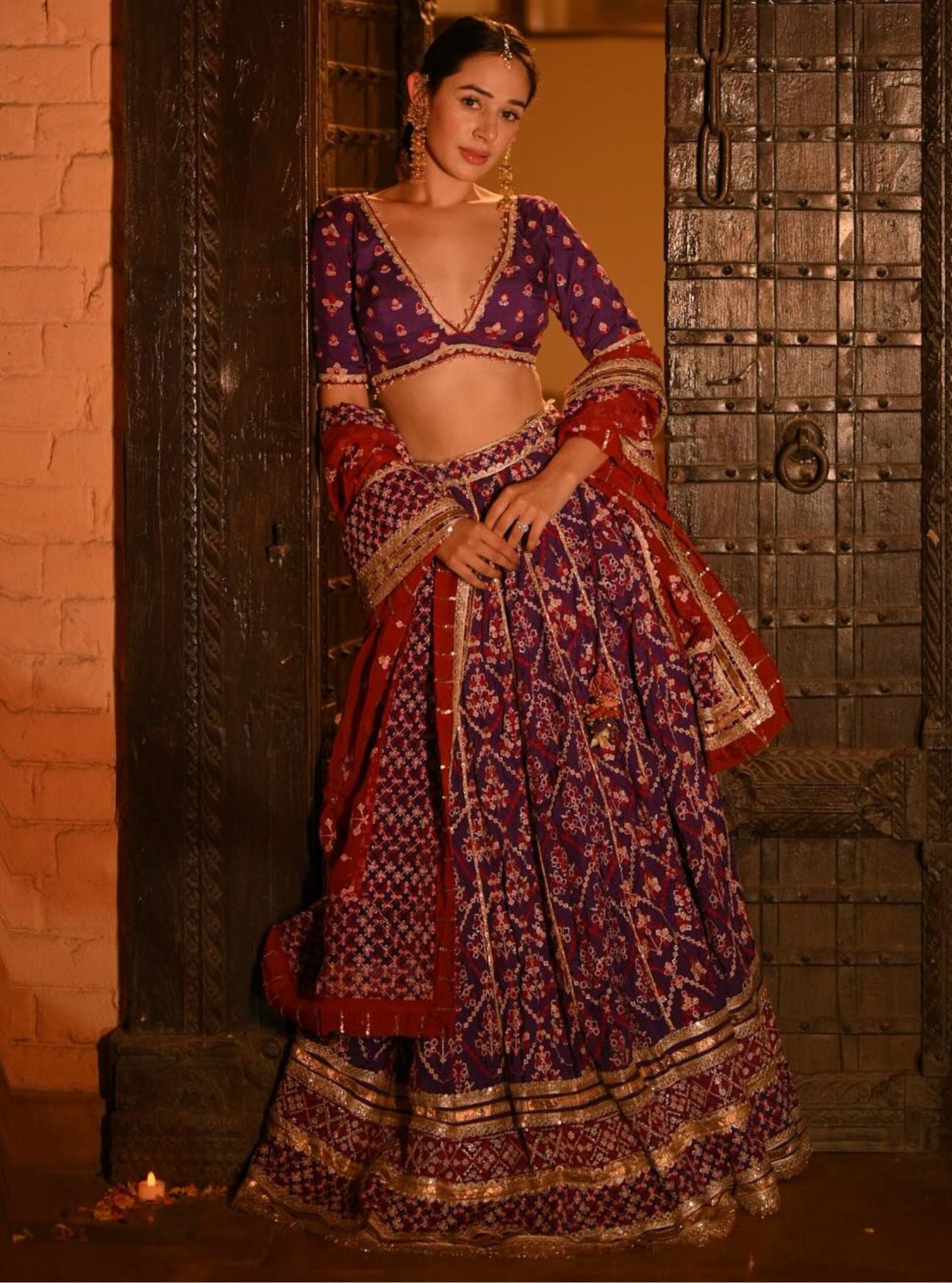 Anton Bemberg Silk Purple Lehenga