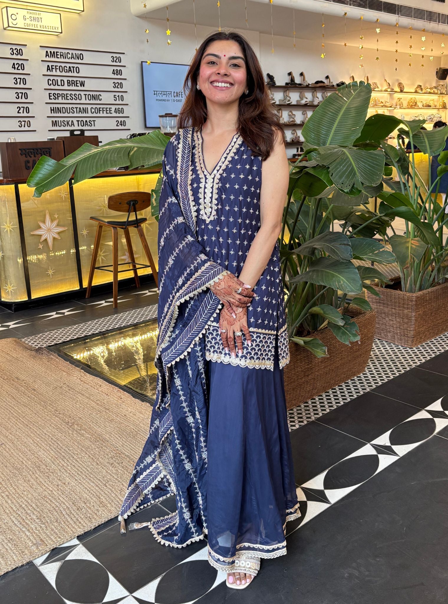 Sangli Organza Navy Kurta Set