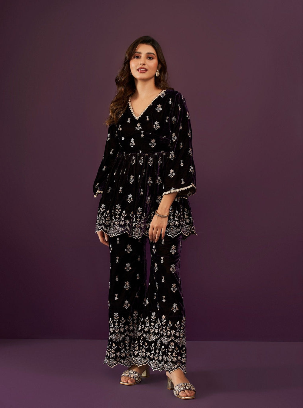 Kessie Velvet Purple Top Set