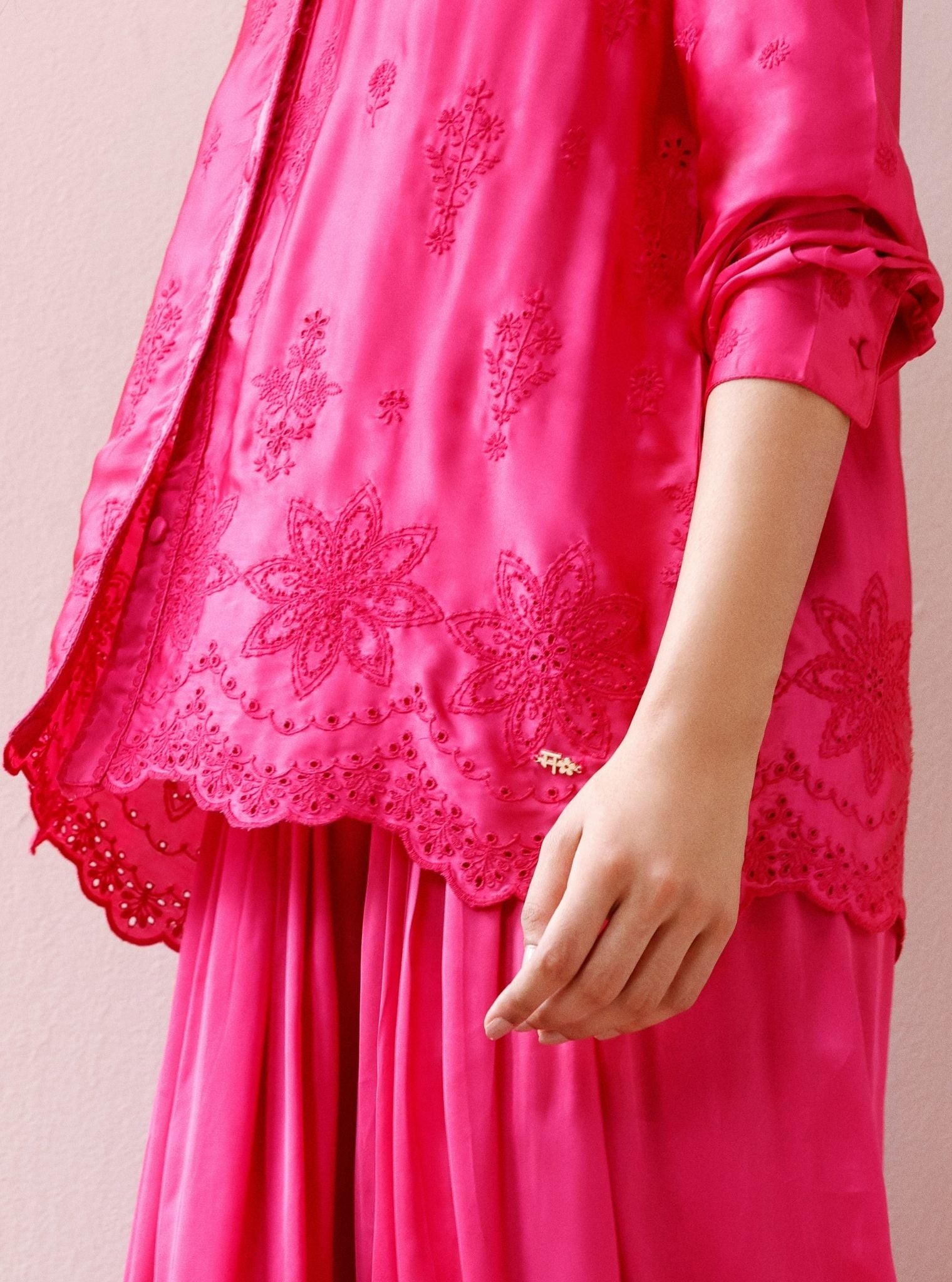 Solene Cupro Satin Fuchsia Co-ord Set
