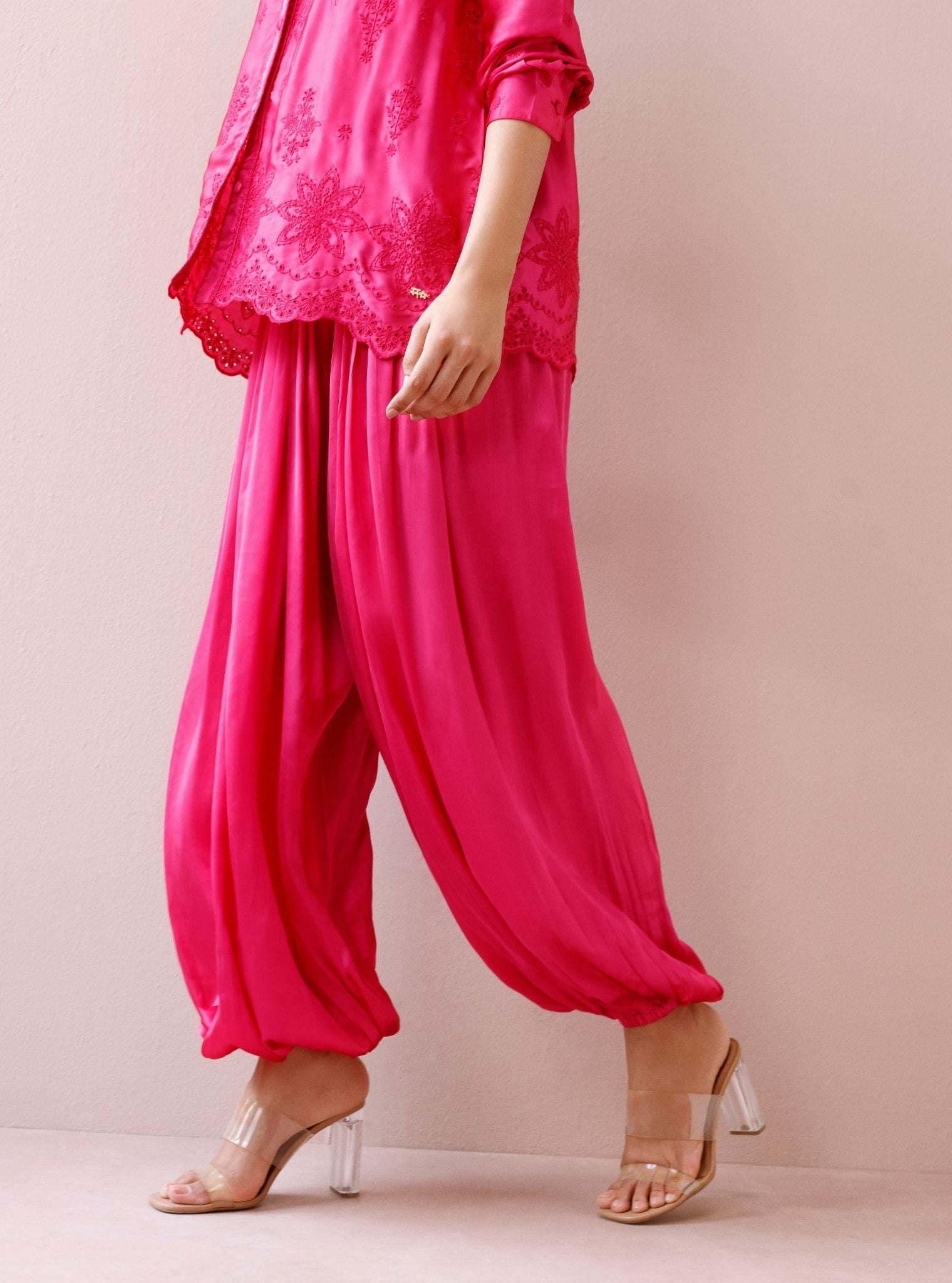 Solene Cupro Satin Fuchsia Co-ord Set