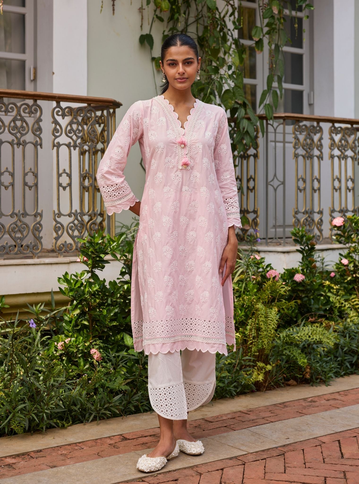 Taro Supima Cotton Pink Kurta Set
