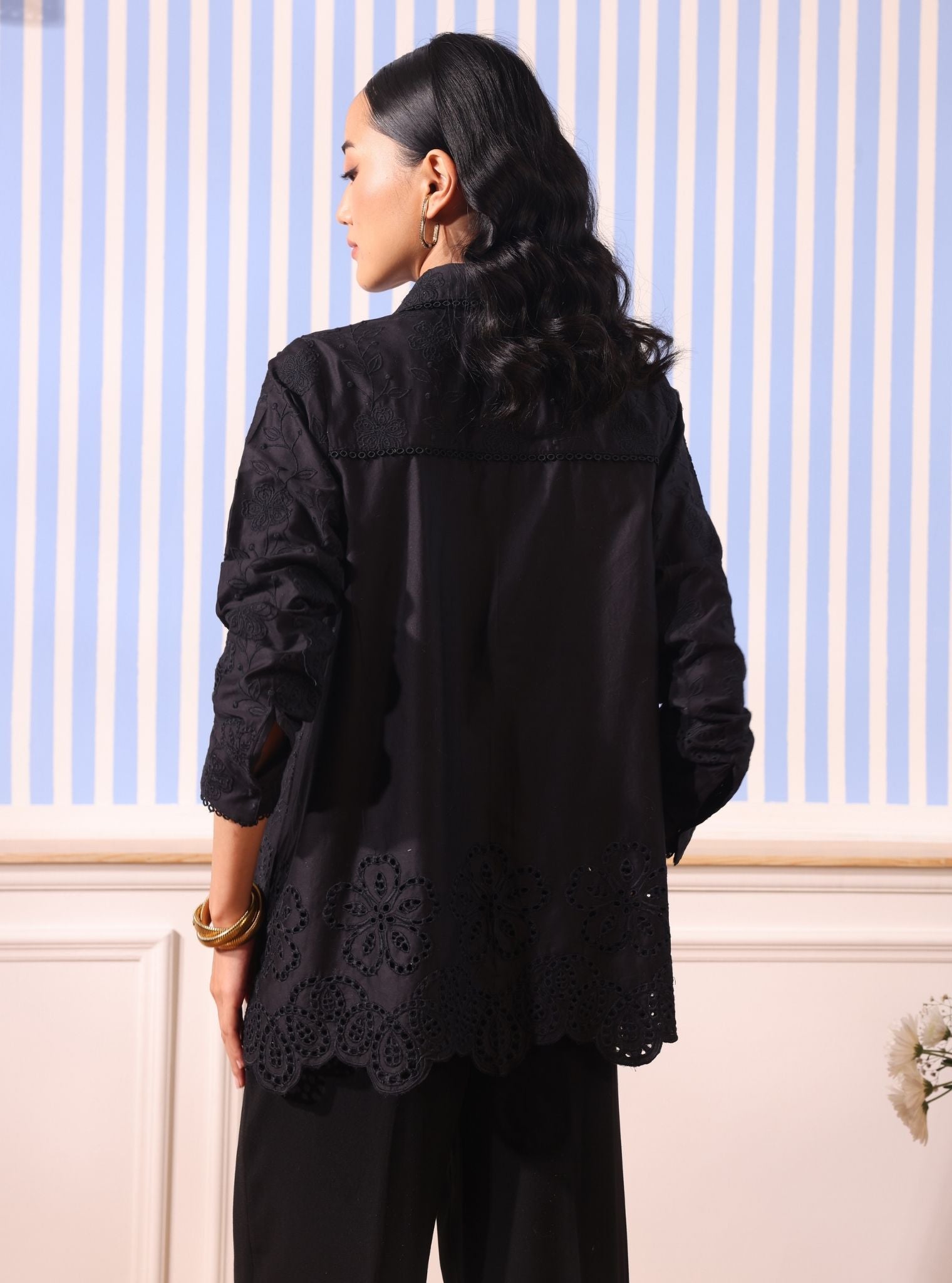 Mulmul Cotton Romy Black Shirt