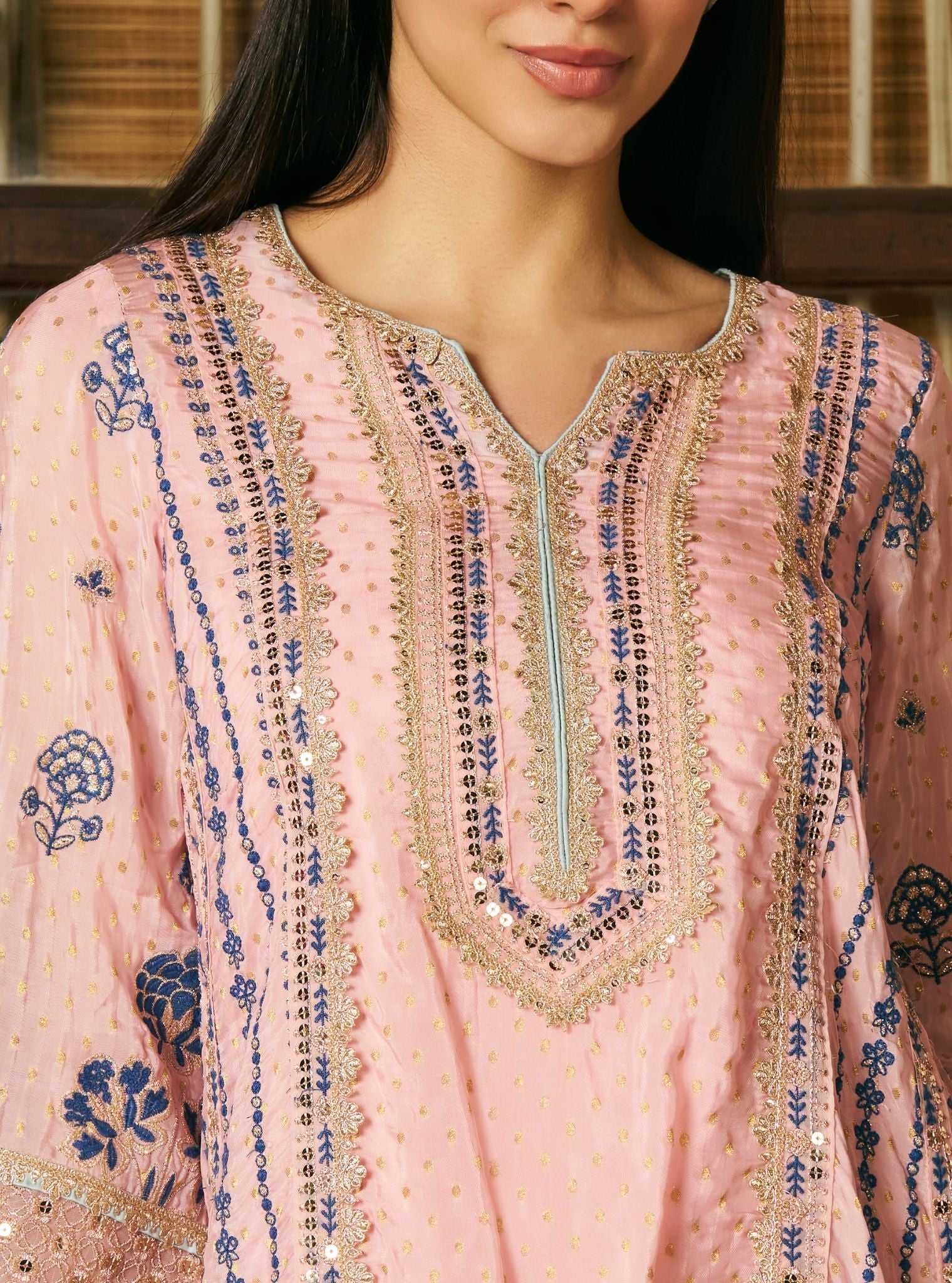 Panchi Banarsi Pink Kurta Set