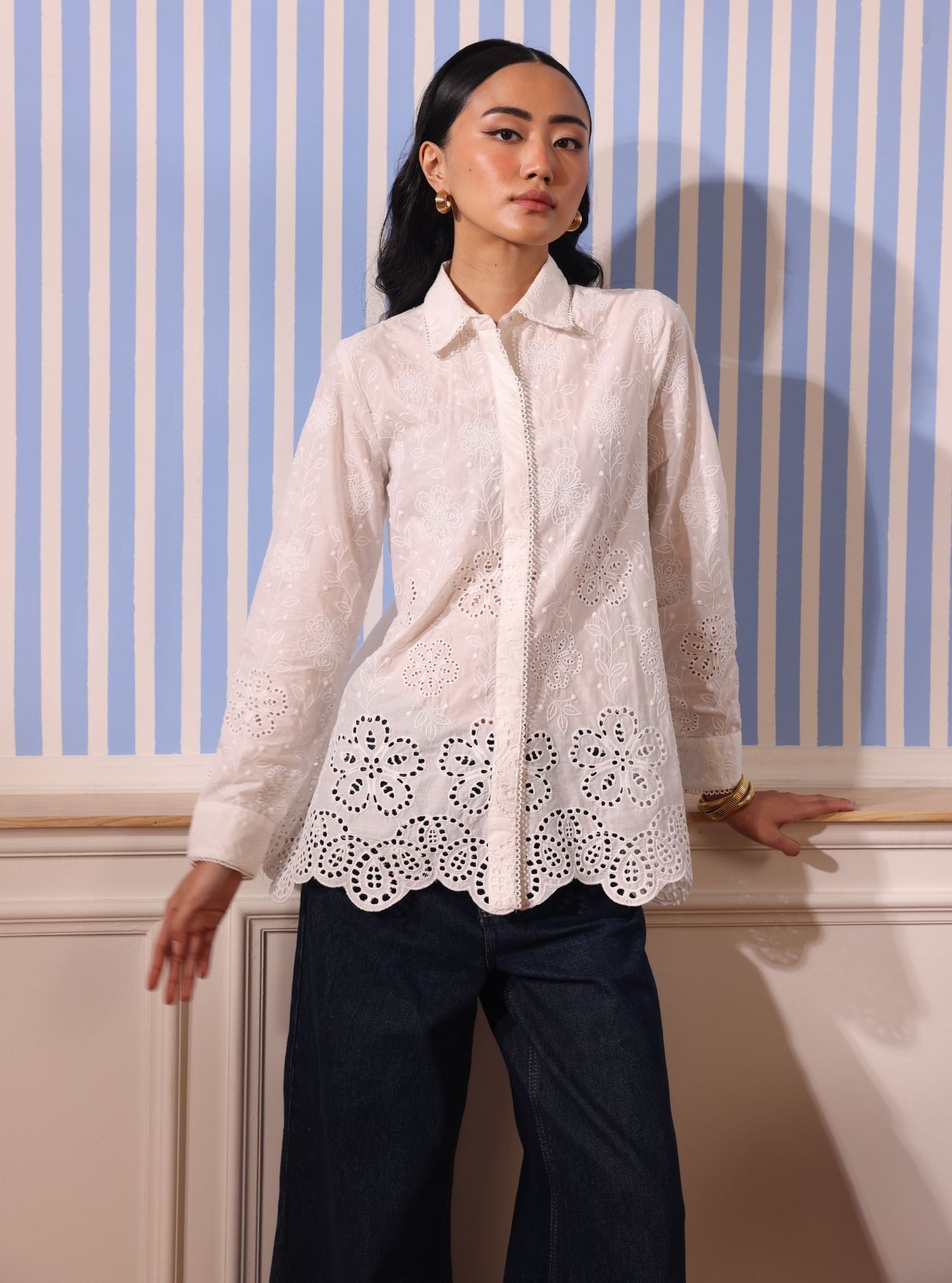 Mulmul Cotton Romy White Shirt