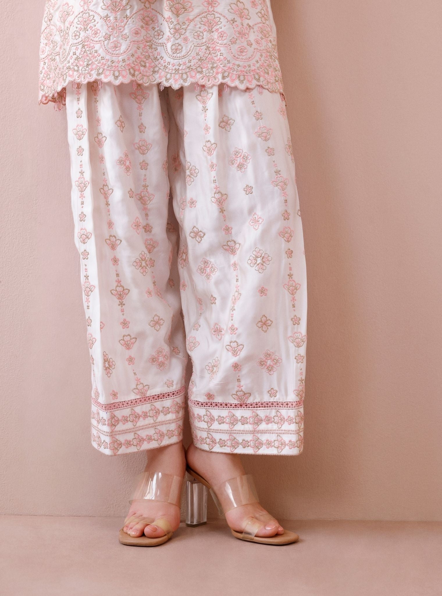 Novie Cupro Satin Off-White Kurta Set