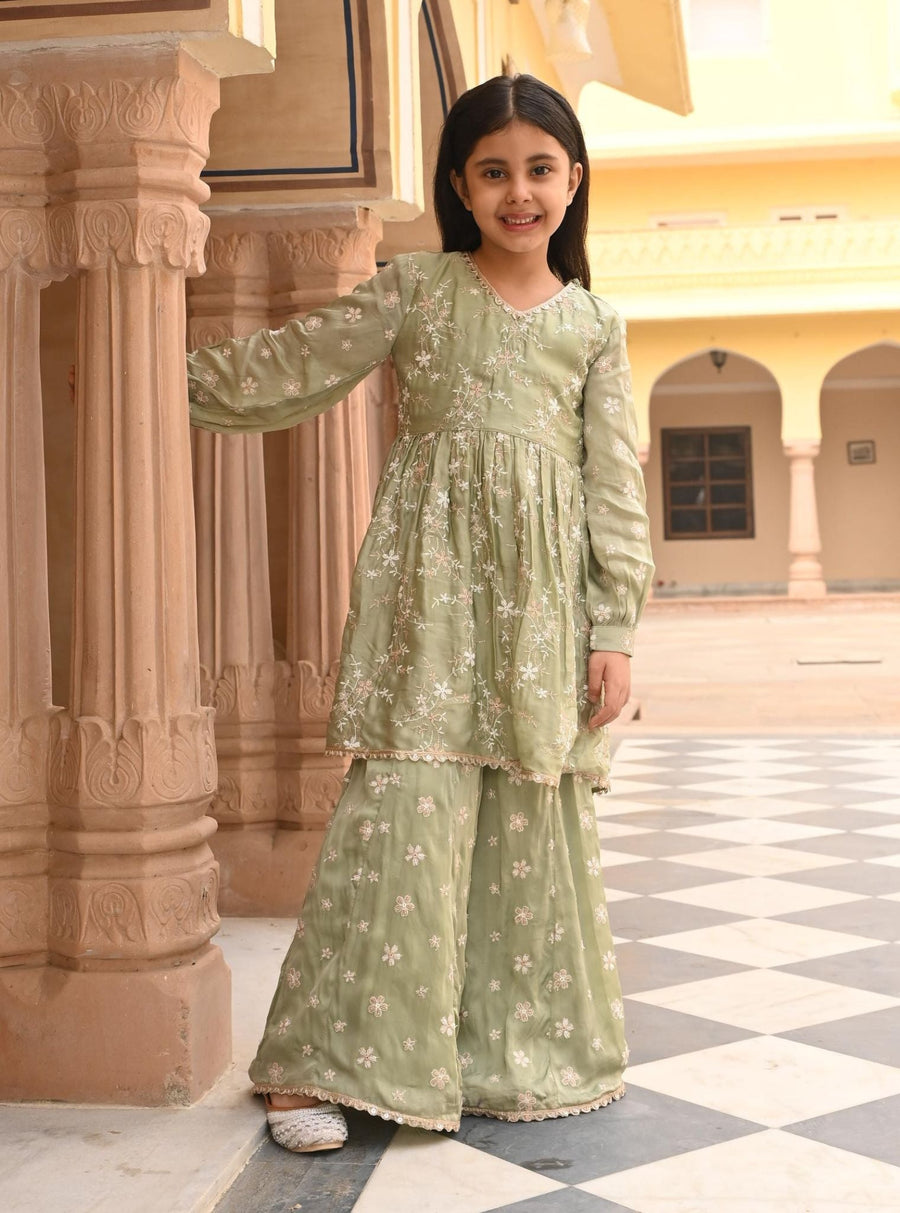 Mulmul Organza Noreya Sage Green Dupatta main image 1