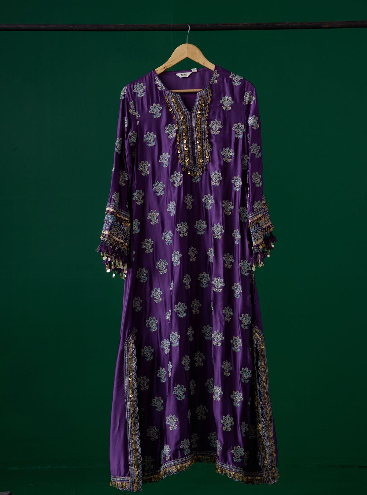 Chitra Cupro Satin Purple Kaftan Set