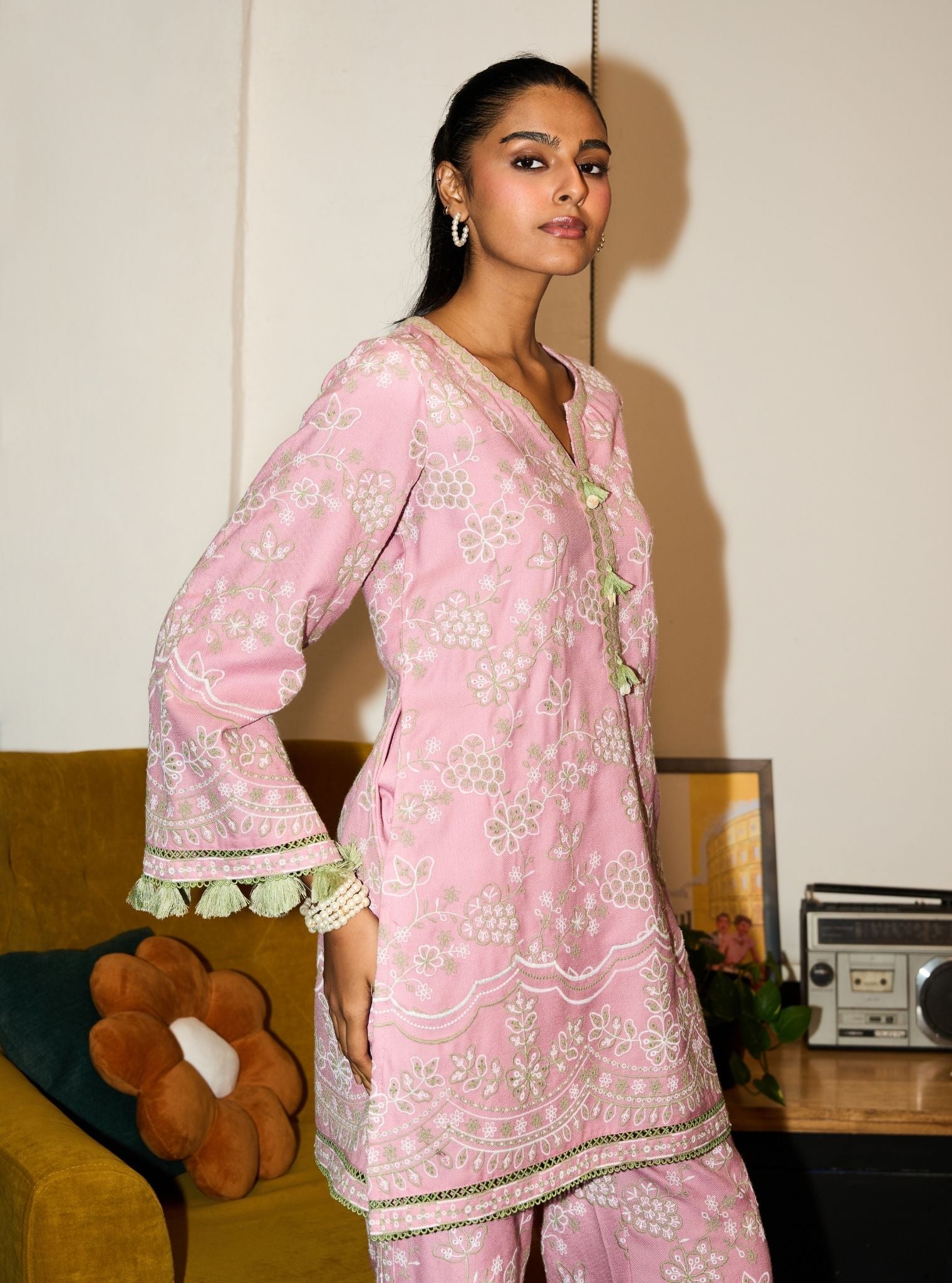Mabel Wool Pink Kurta Set