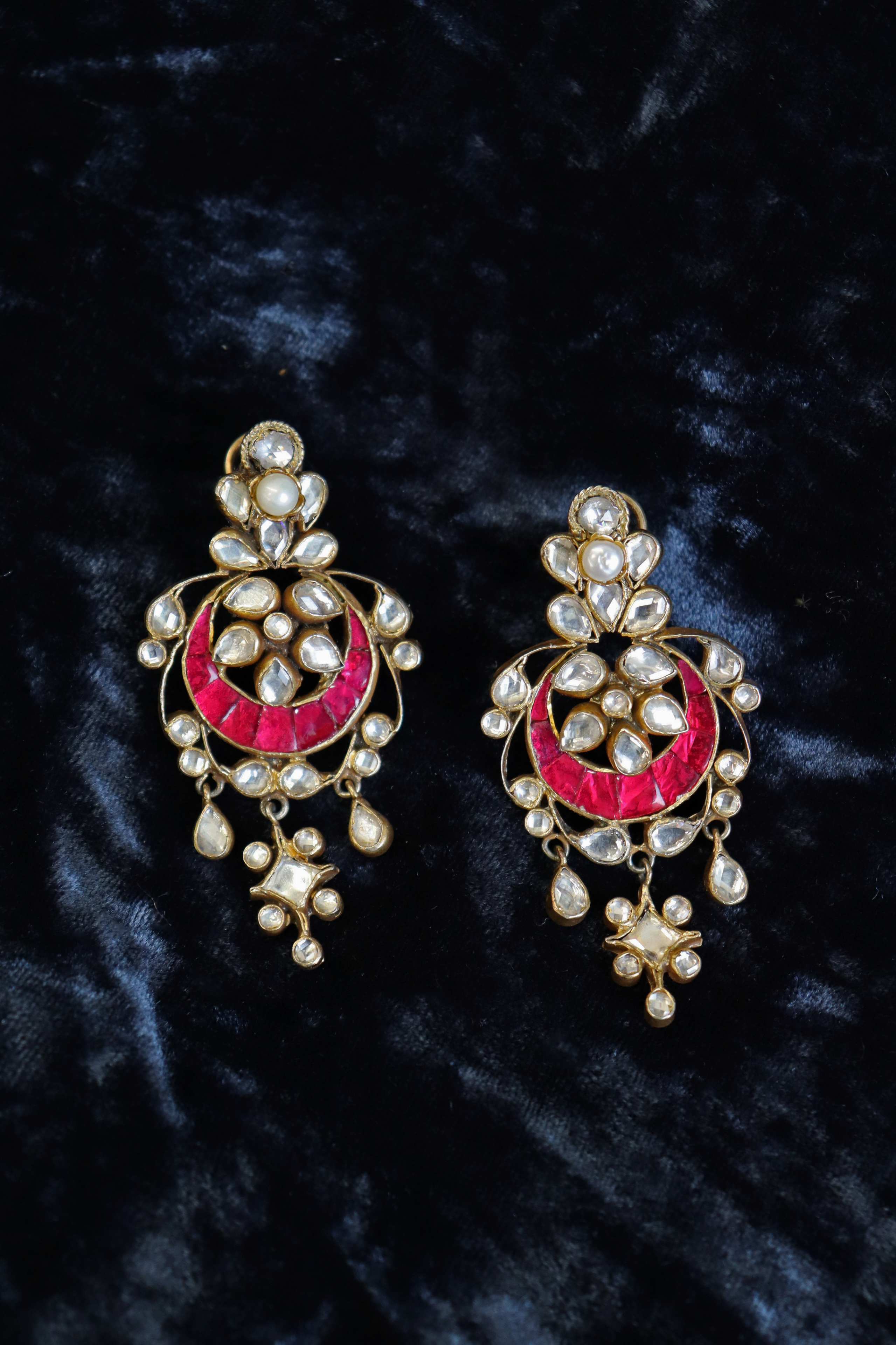 Floral Pink Polki Earrings