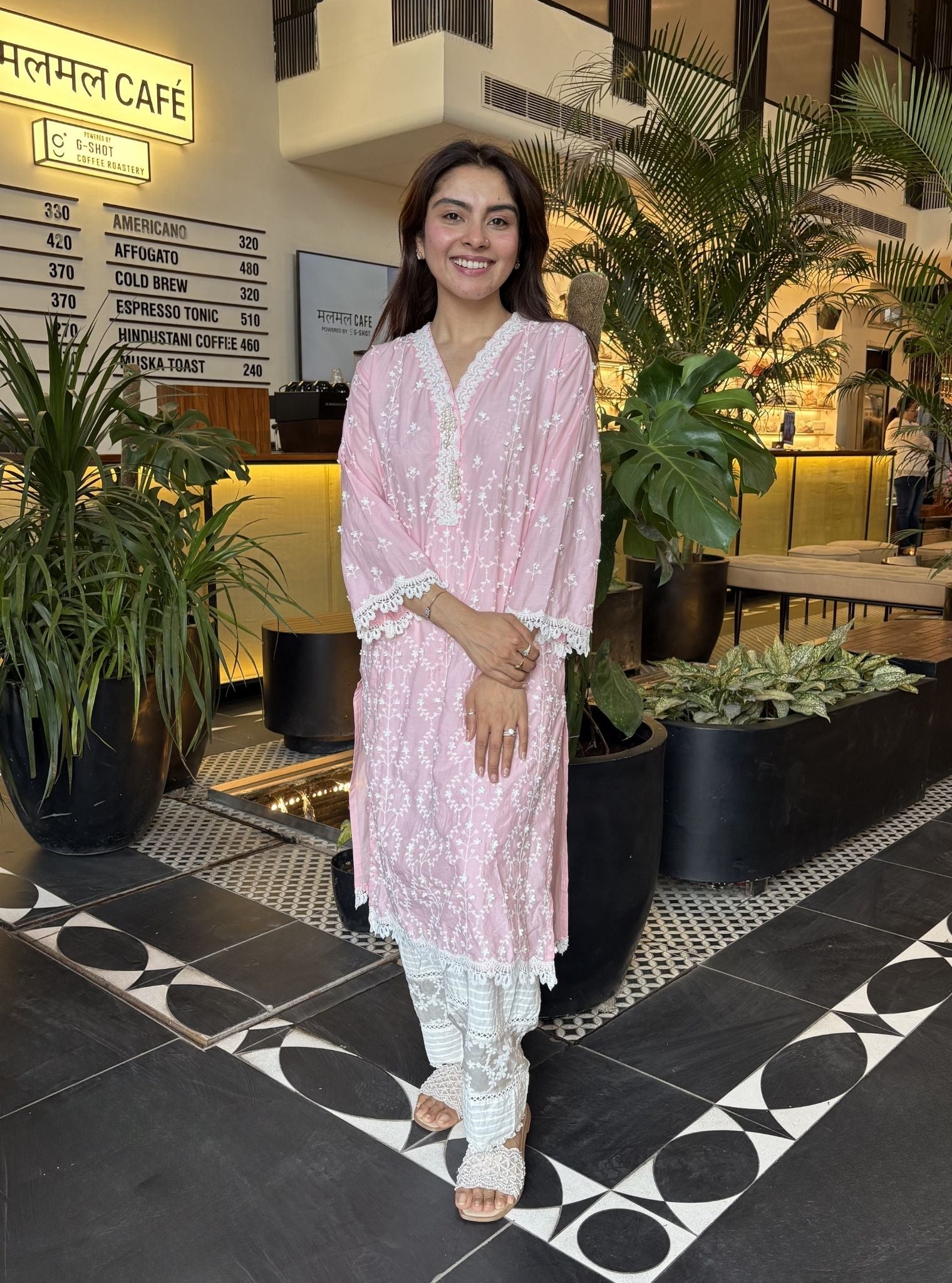 Veliena Supima Cotton Pink Kurta Set