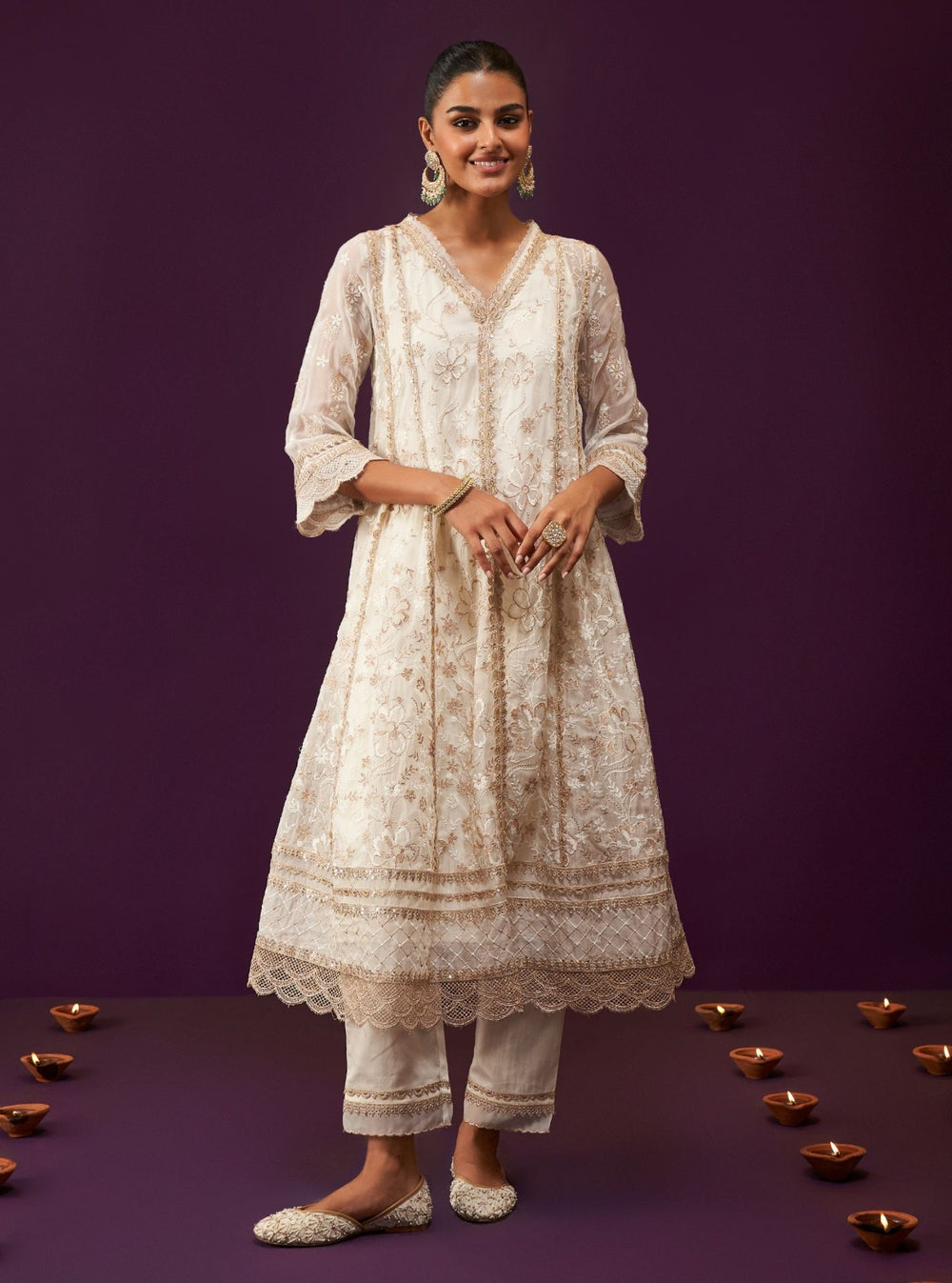 Valerie Organza Off White Anarkali Kurta Set