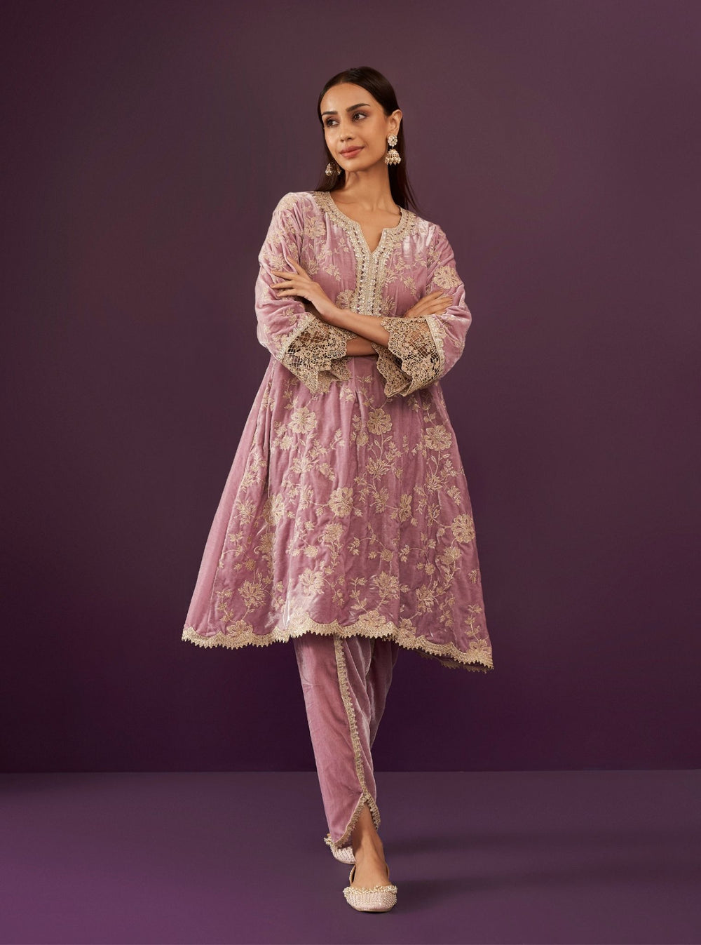 Imani Velvet Wine Kurta Set
