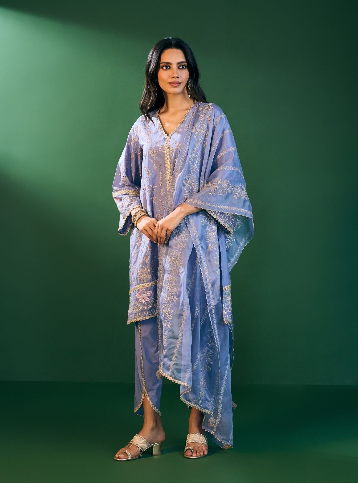 Rina Supima Cotton Steel Blue Kurta Set