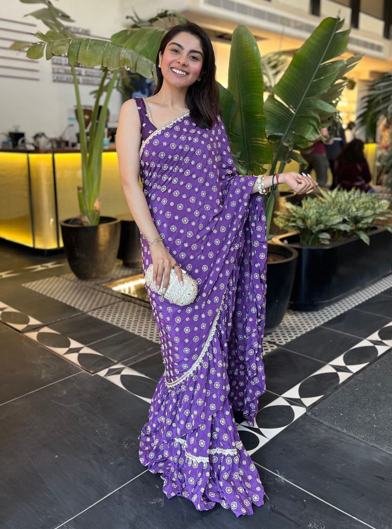 Brahmi Crepe Pre-Stitched Black Saree