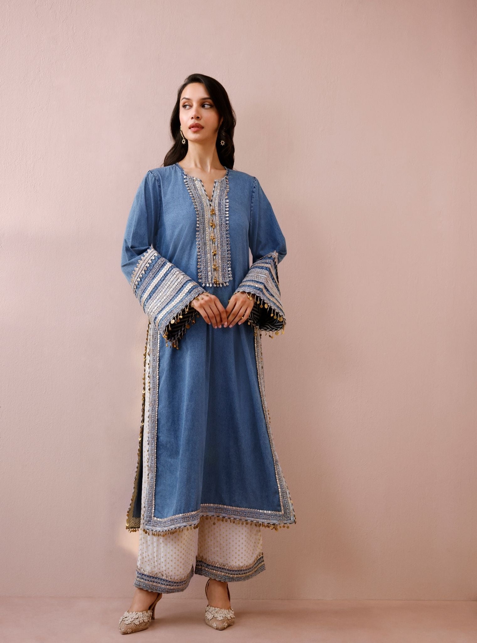 Samvi Denim Long Kurta Set