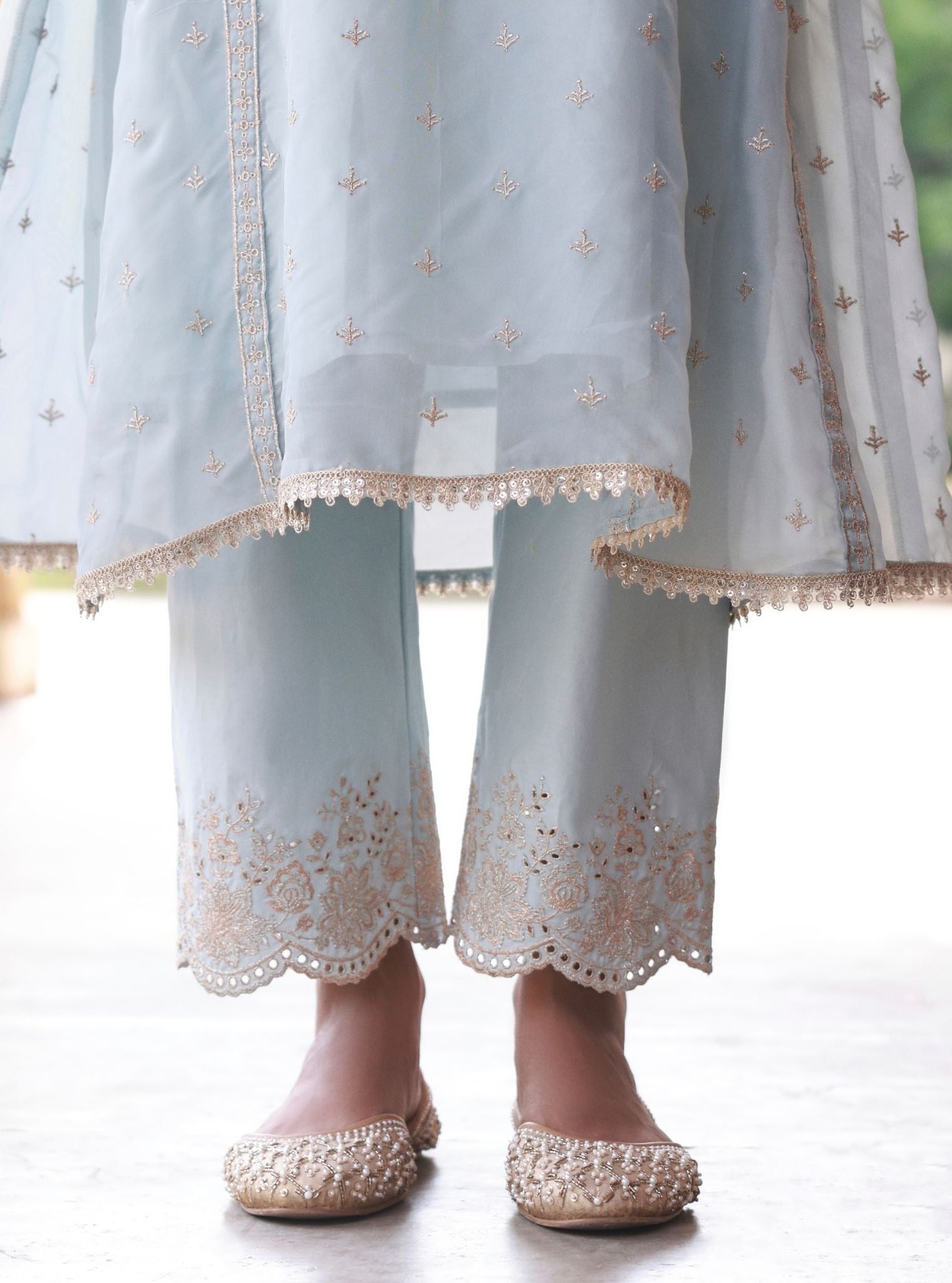 Elusha Light Blue Organza Kurta Set