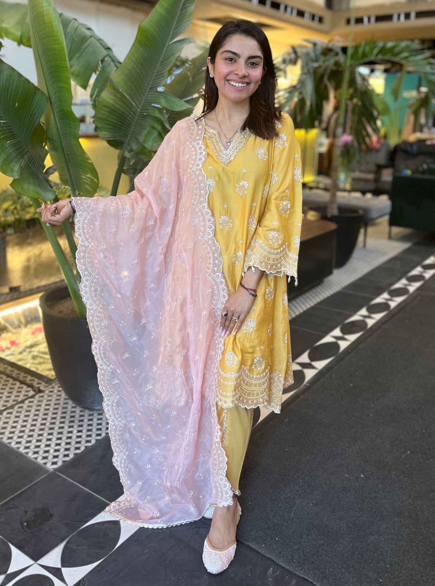 Mehar Pima Yellow Kurta Set