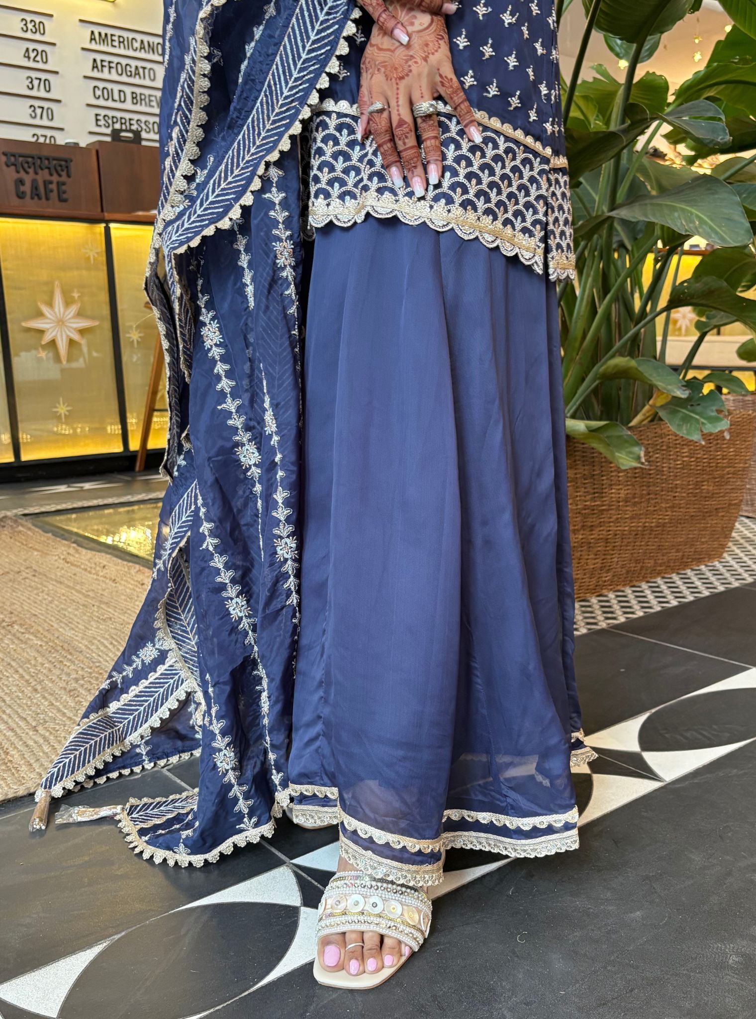 Sangli Organza Navy Kurta Set