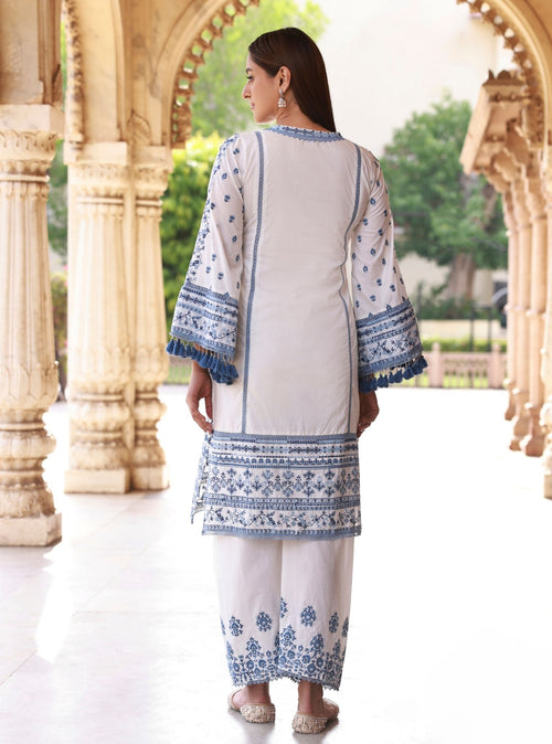 Eva Supima Cotton White Kurta Set