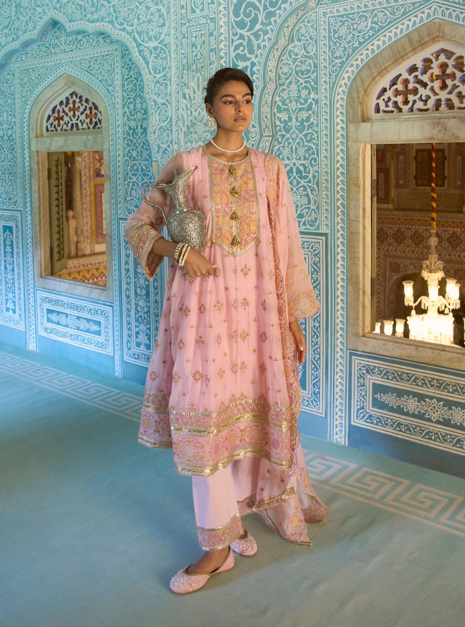 Janaya Pink Organza Anarkali Set