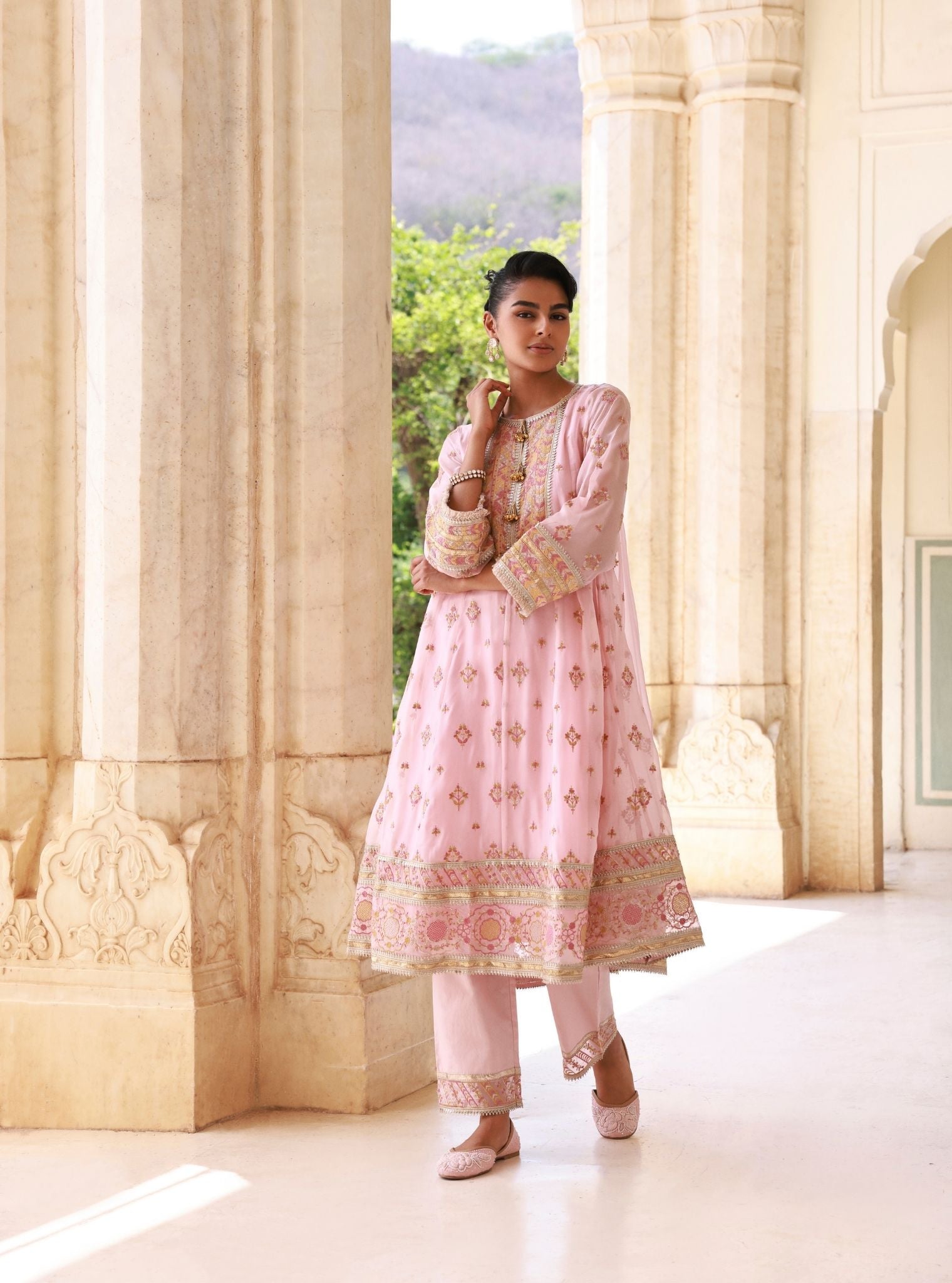 Janaya Pink Organza Anarkali Set