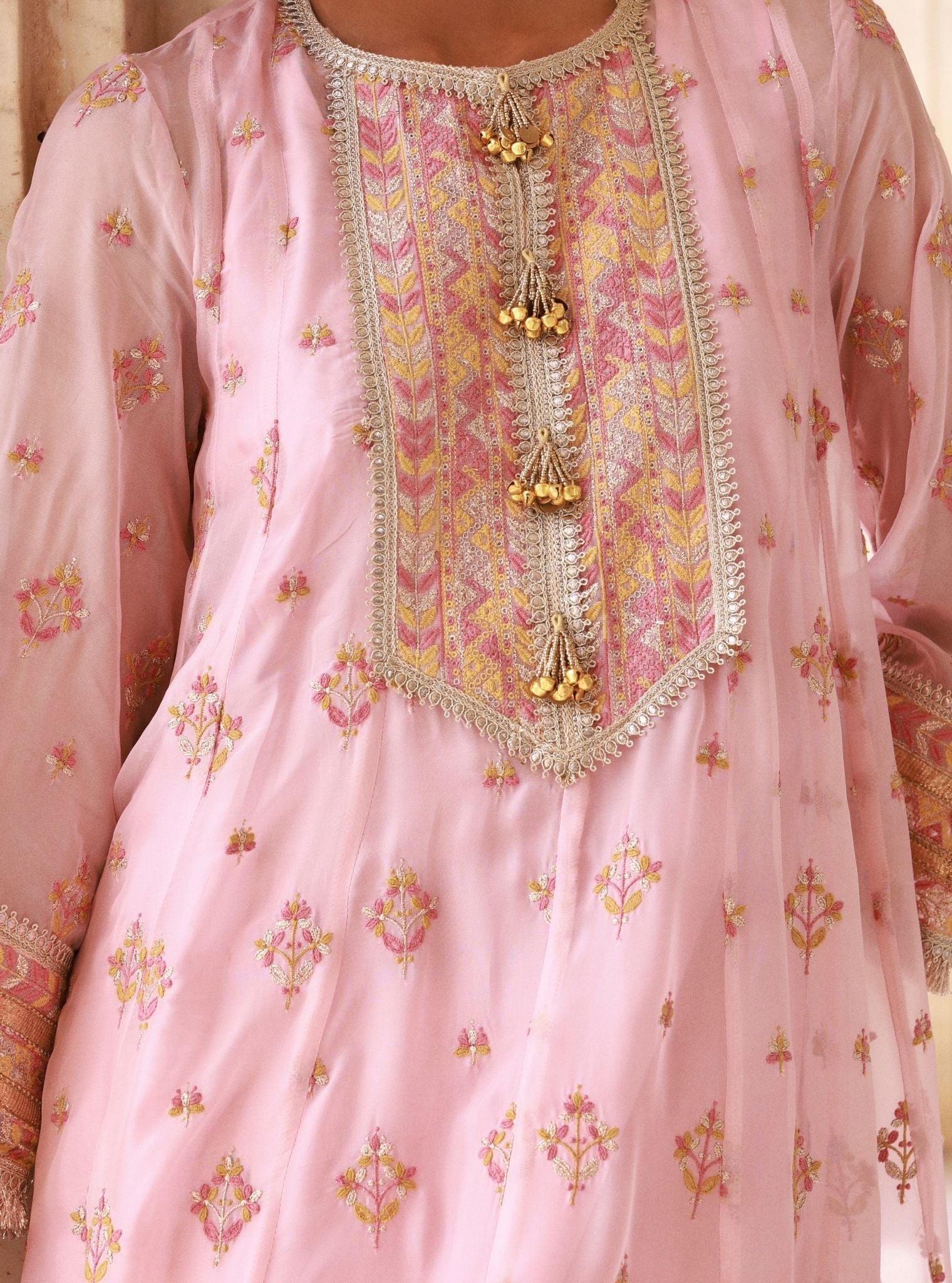 Janaya Pink Organza Anarkali Set