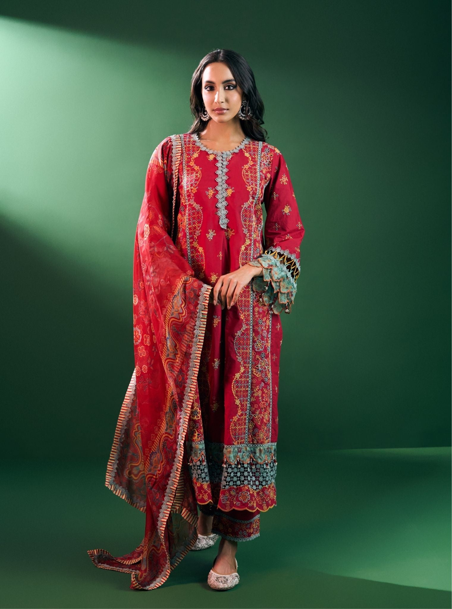 Risa Cotton Red Kurta Set