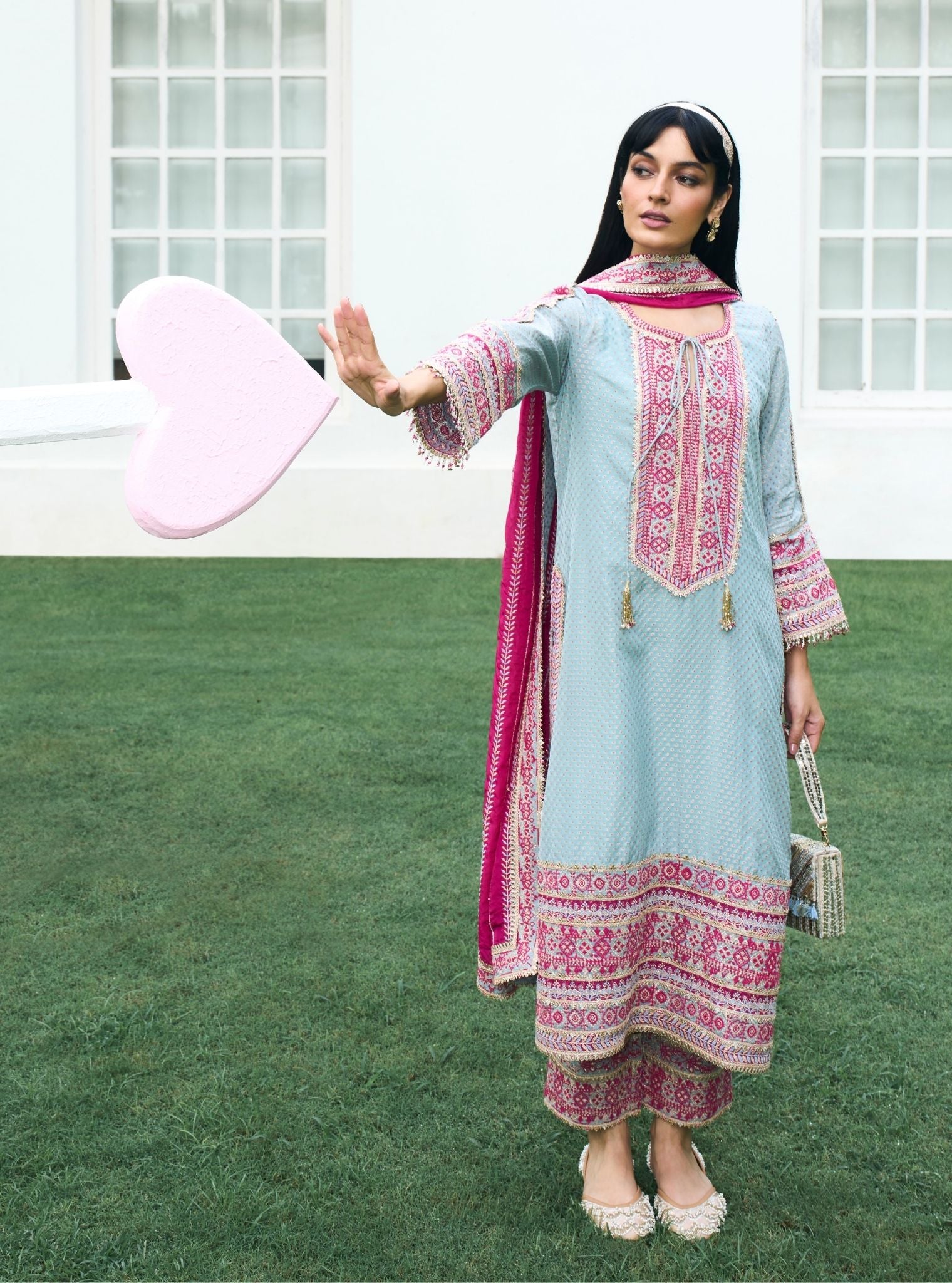 Kripa Blue Banarsi Kurta Set