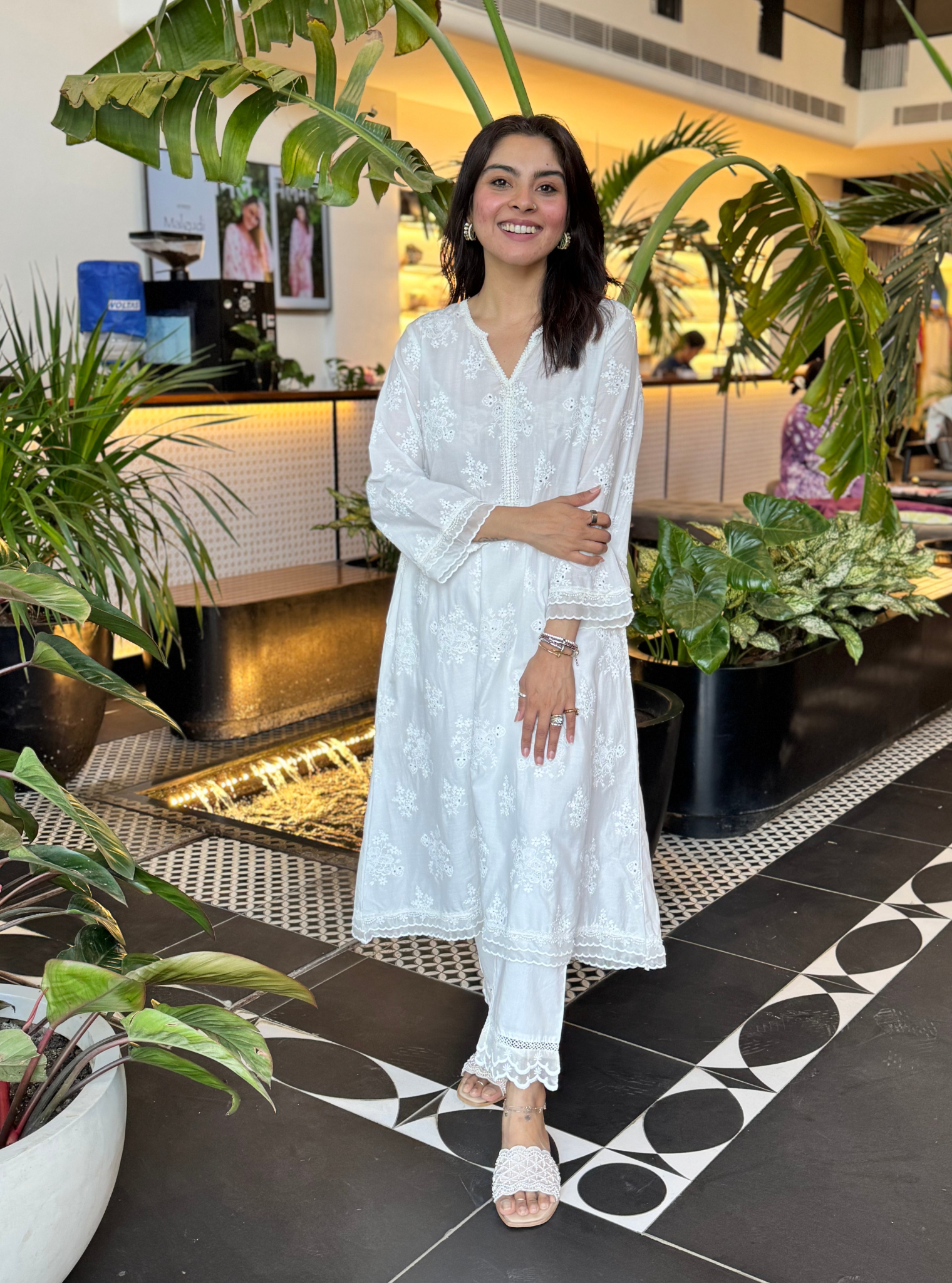 Sira Supima Cotton Stak White Kurta With Yara Pant