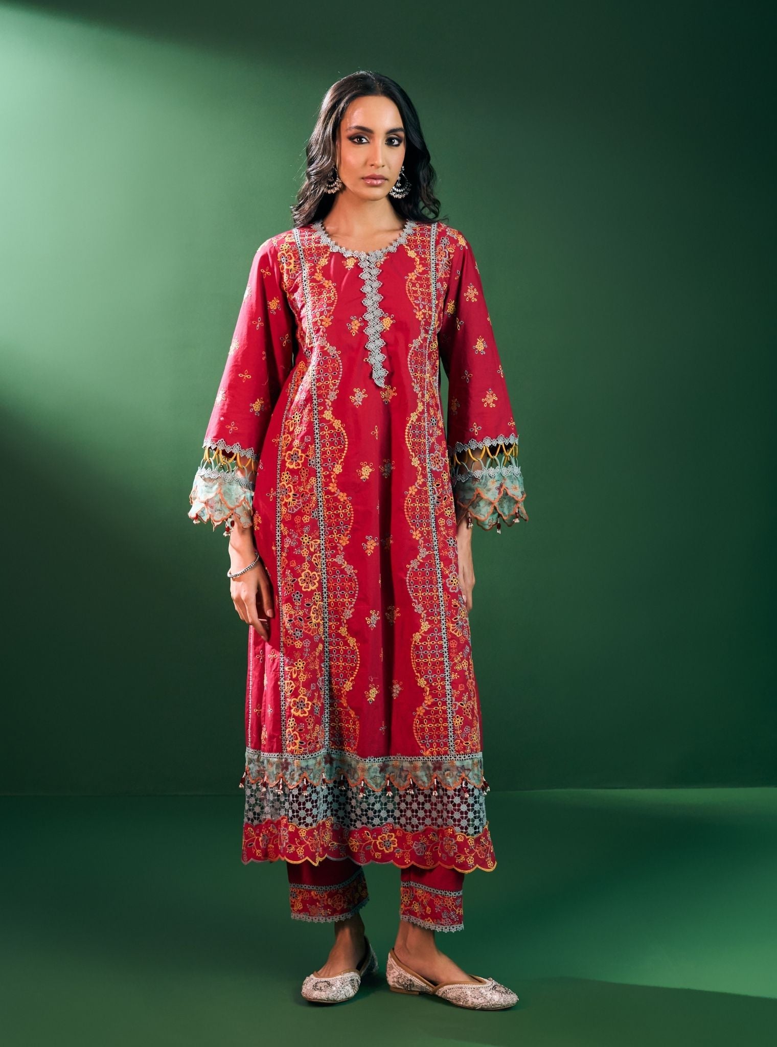 Risa Cotton Red Kurta Set