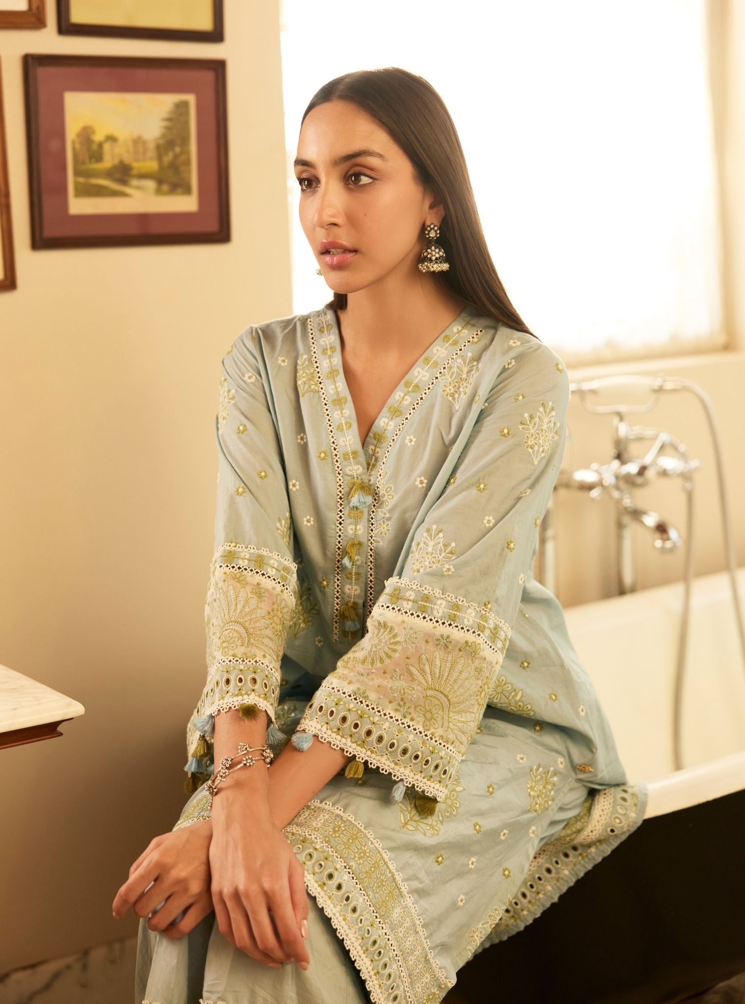 Seya Supima Cotton Blue Kurta Set