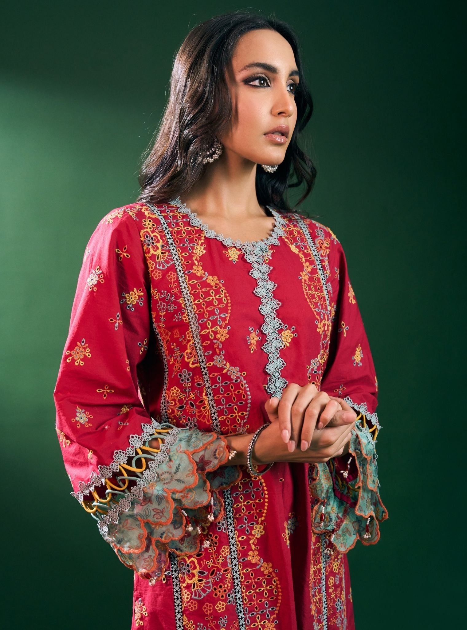 Risa Cotton Red Kurta Set