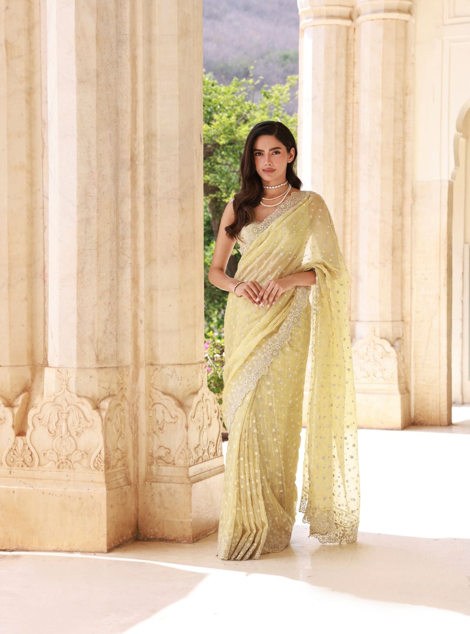 Ahlira Lime Organza Saree