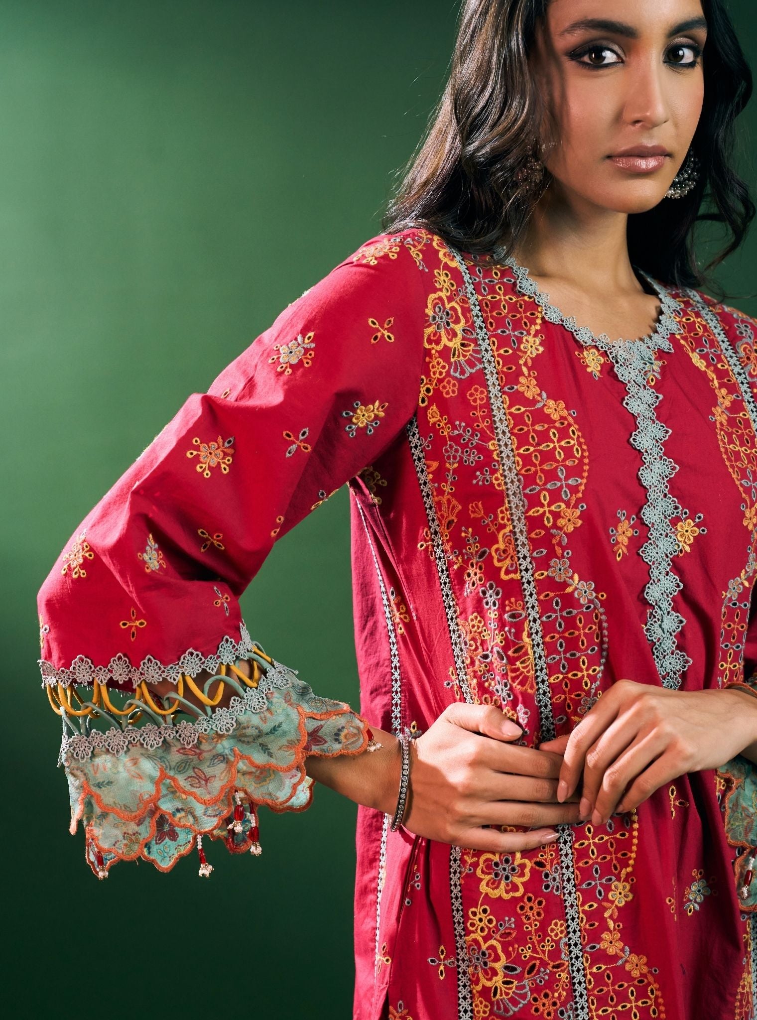 Risa Cotton Red Kurta Set