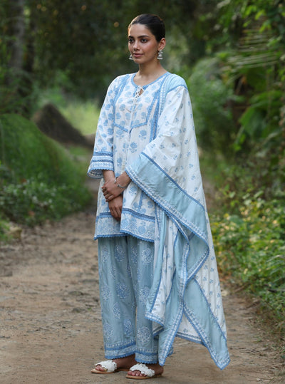 Mulmul Amnaya Blue dupatta