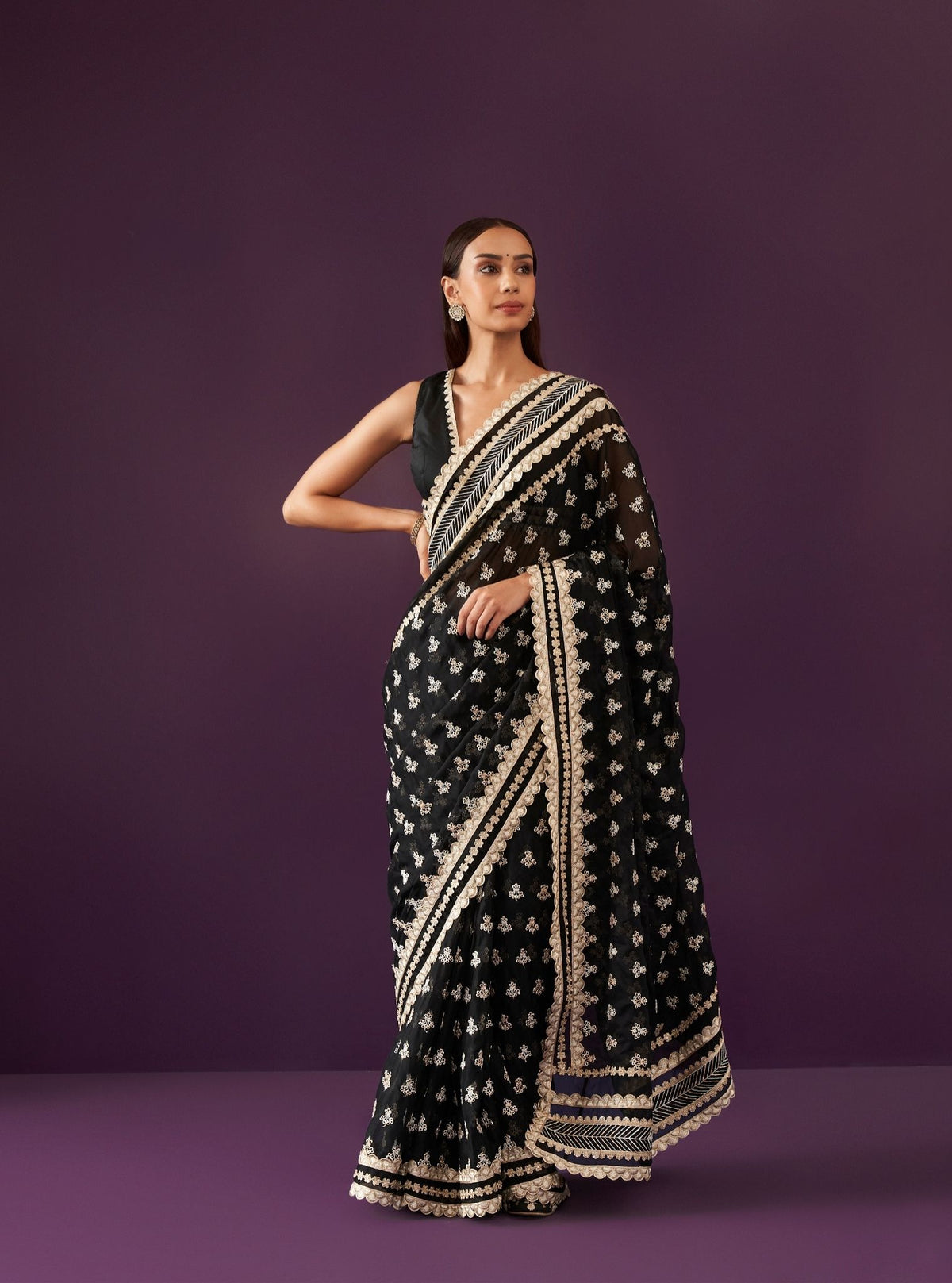Mulmul Organza Ombre Print Rosabelle Steel Blue Dupatta