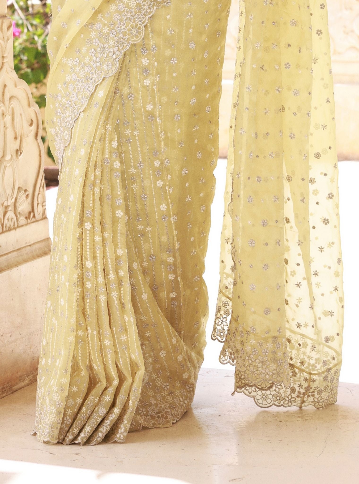 Ahlira Lime Organza Saree