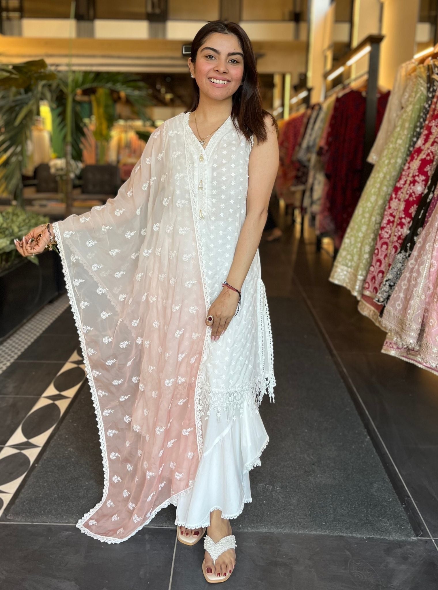 Juana Cotton Kurta with Ruffle Pant Set