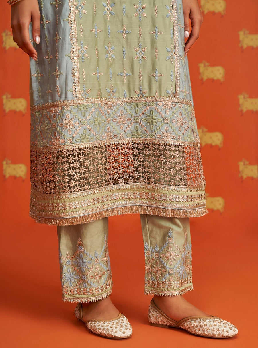 Shagun Pima Satin Yellow Kurta Set