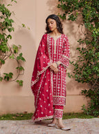 Mulmul Supima Cotton Purvayi Red Kurta