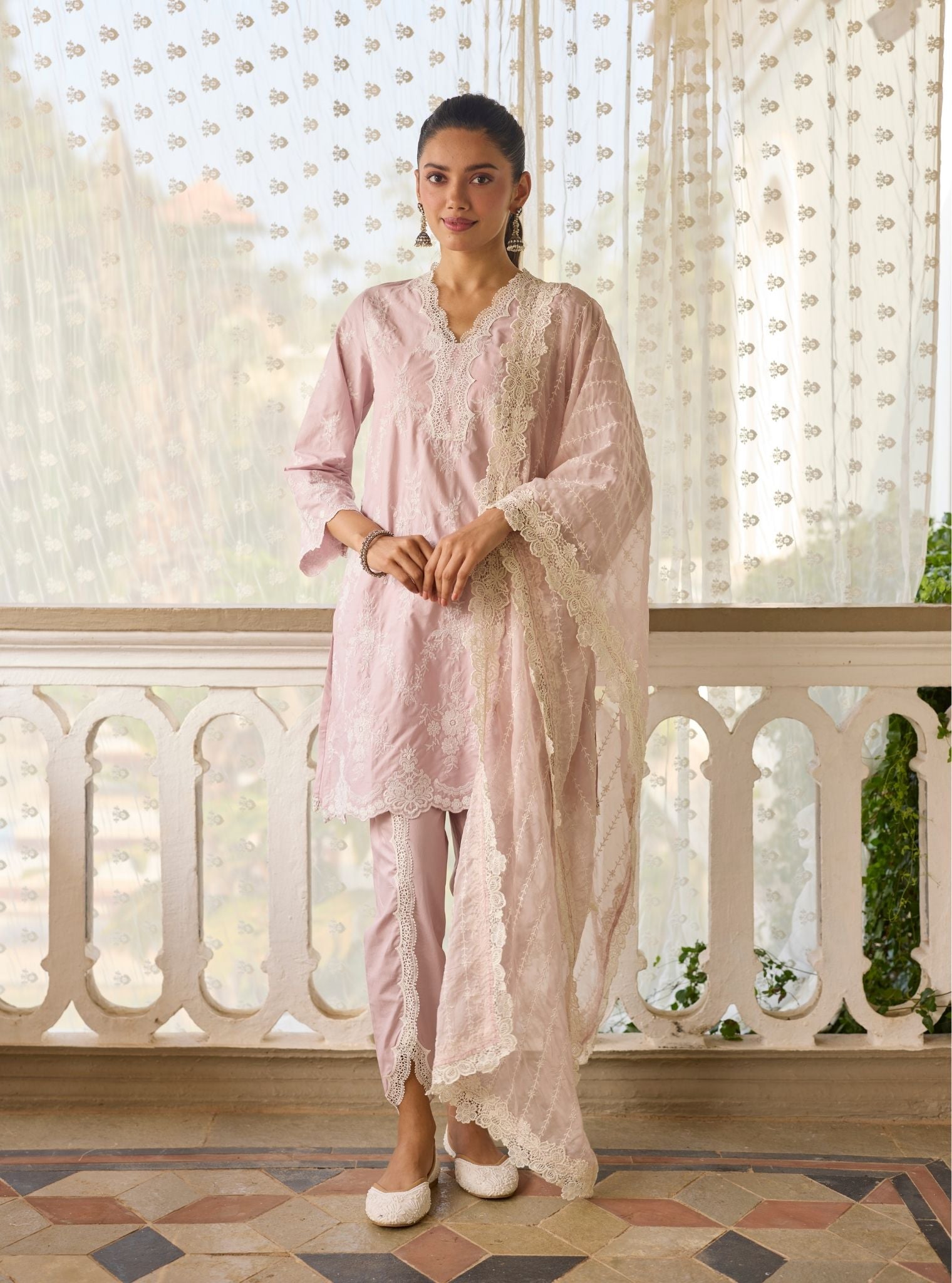 Jaitri Supima Cotton Dusty Pink Kurta Set