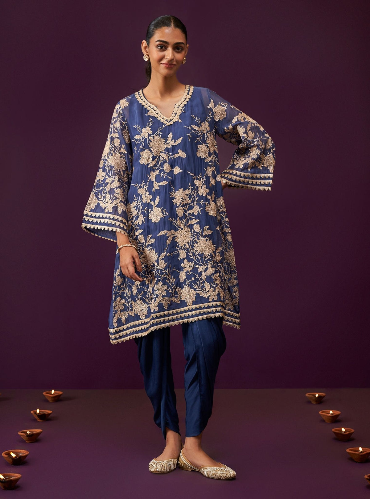 Surma Organza Navy Kurta Set