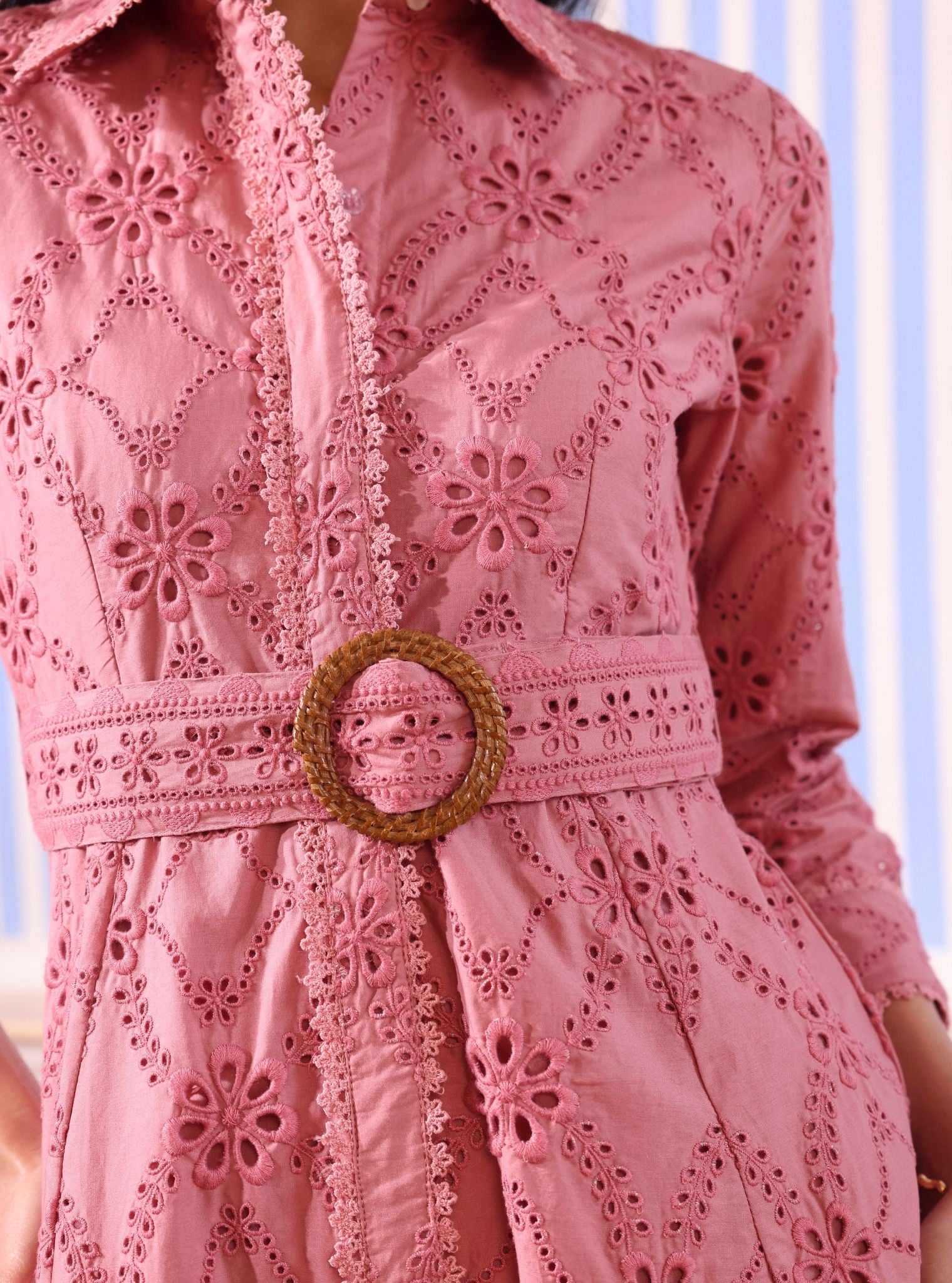 Mulmul Cotton Astrid Salmon Pink Dress