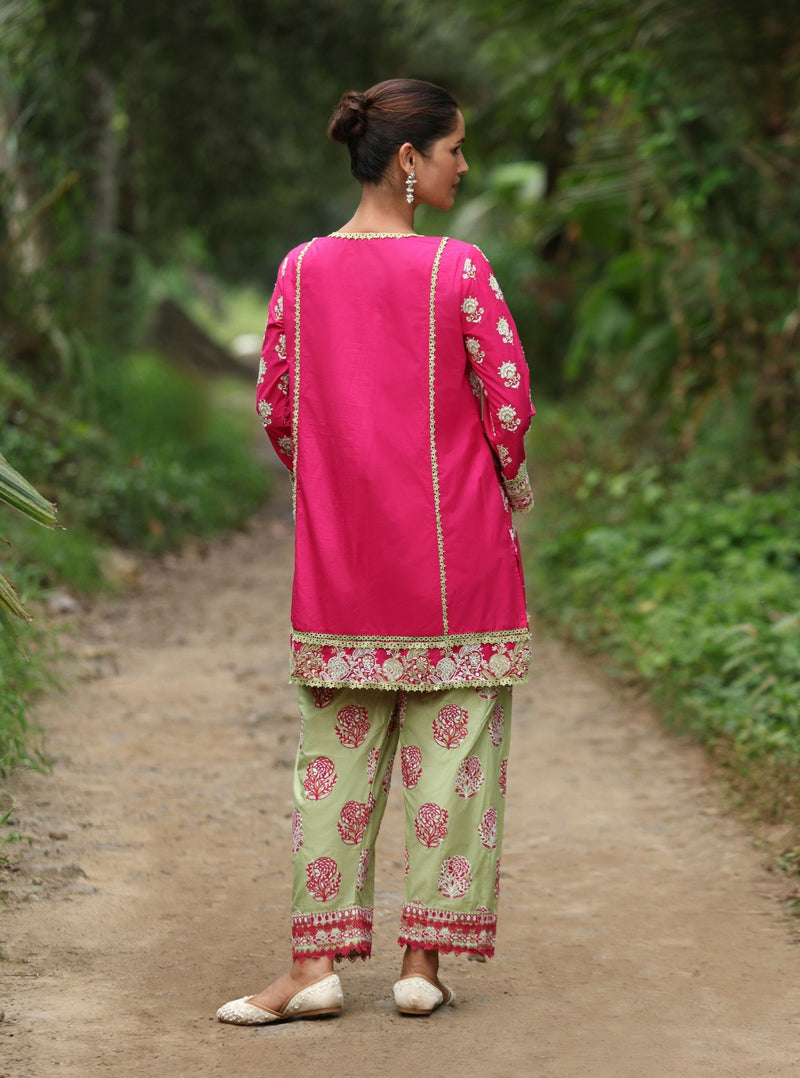 Yalika Supima Cotton Fuschia Kurta Set