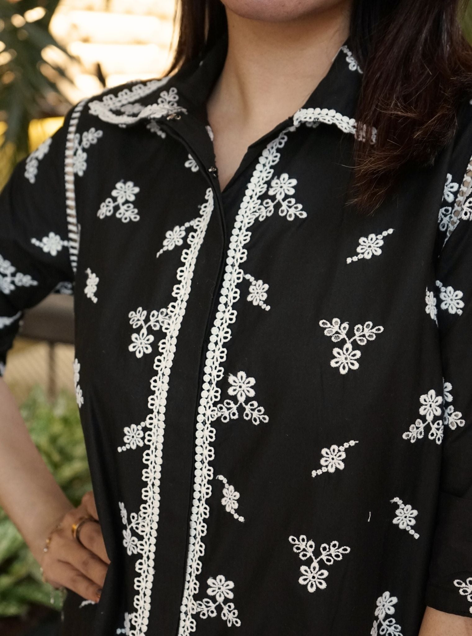 Mulmul Cotton Colmar Black Shirt With Mulmul Cotton Colmar Black Pant